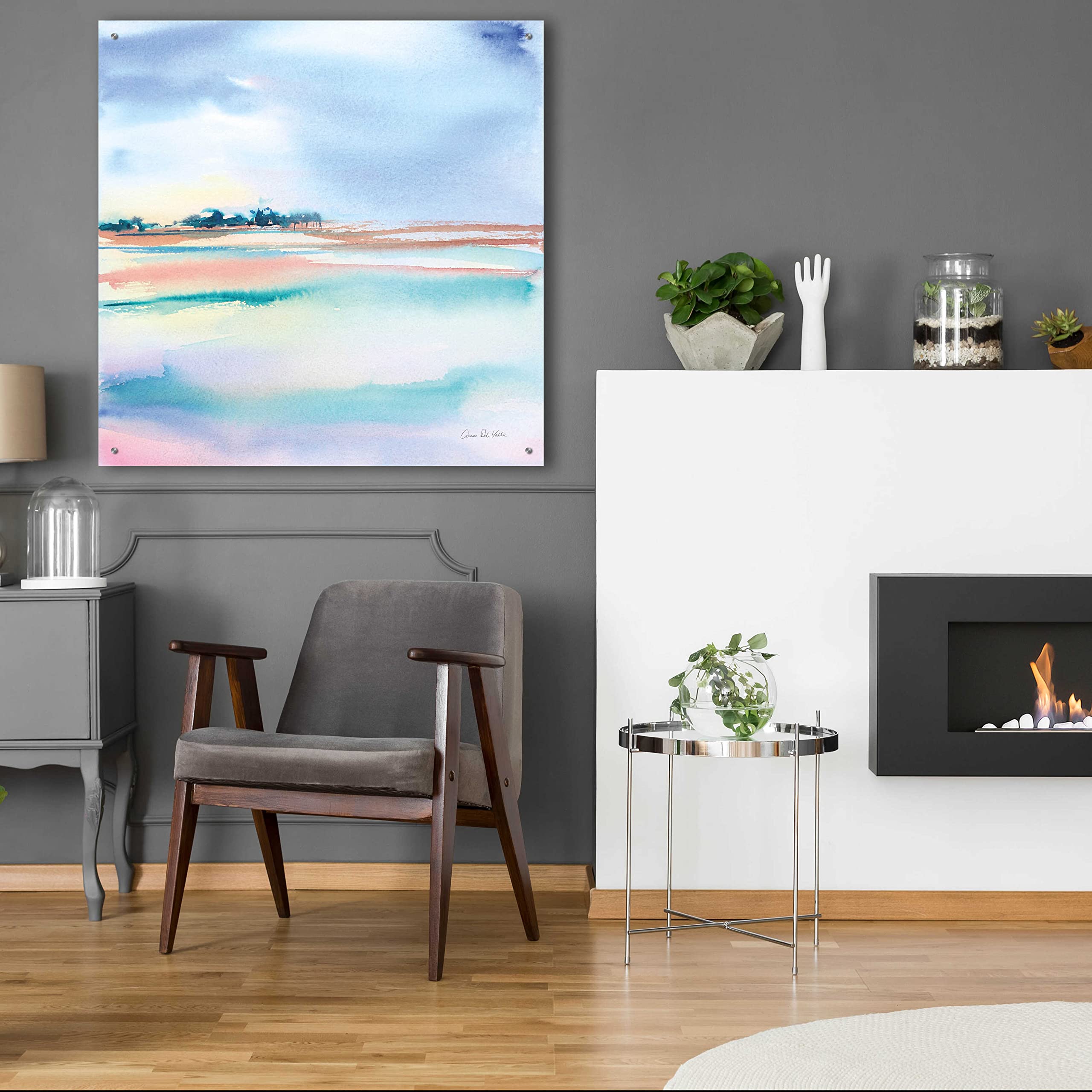 Epic 'Water And Sand' Acrylic Glass Wall Art by Alan Majchrowicz - 36x36 Inches Modern Abstract Painting for Living Room, Bedroom & Office Decor