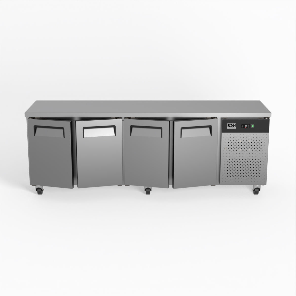 AG 4-Door Commercial Refrigerator - Stainless Steel Worktop & Under Counter Fridge for Restaurants, Bars, and Catering Businesses - Perfect for Food Storage, Beverage Cooling, and Kitchen Organization
