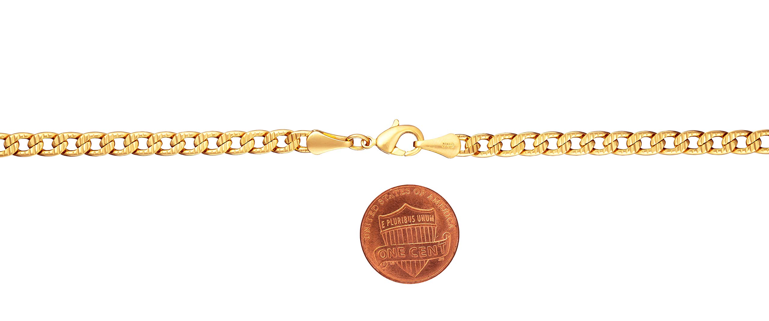 Barzel 18k Gold Plated Diamond Cut Cuban Link Chain Necklace - 5MM Unisex Jewelry for Men, Women & Teens | Perfect for Gifts, Parties & Everyday Wear | Made in Brazil