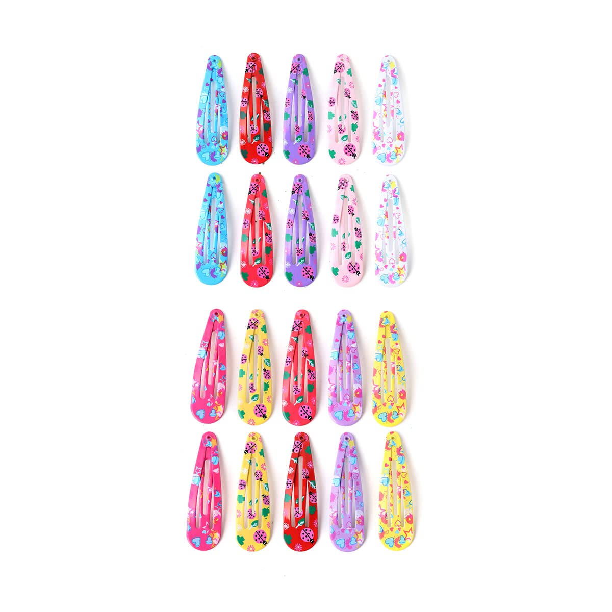 Melbees by Yellow Chimes 20-Piece Girls Hair Clips Set - Colorful Snap Clips & Tic Tac Hair Pins for Kids - Cute Hair Accessories for School, Parties & Everyday Wear