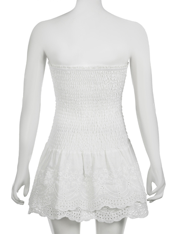 Elegant Hollow Tube Dress with Flared Cake Skirt - Perfect for Parties, Weddings & Special Occasions
