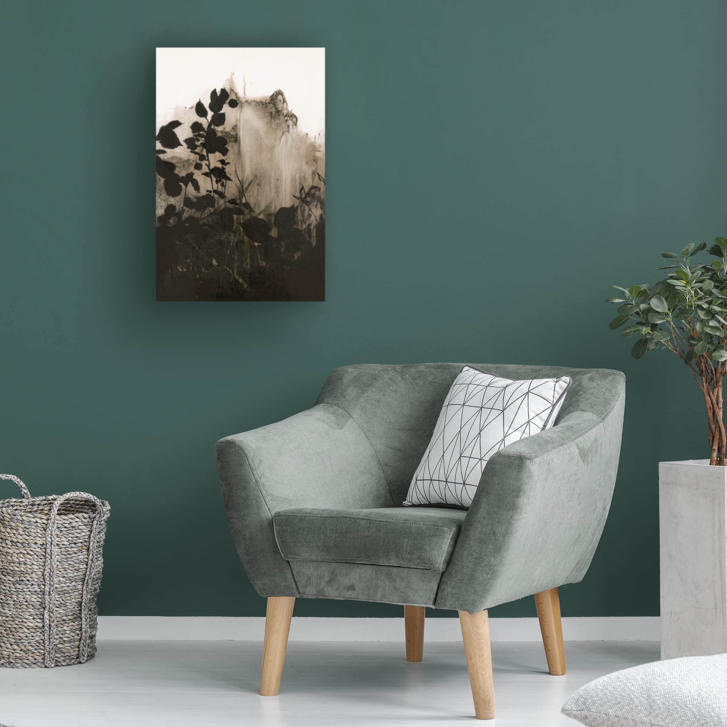 Design Fabrikken 'Silhouette Leaves 2' Canvas Wall Art Print - Modern Botanical Home Decor for Living Room, Bedroom & Office