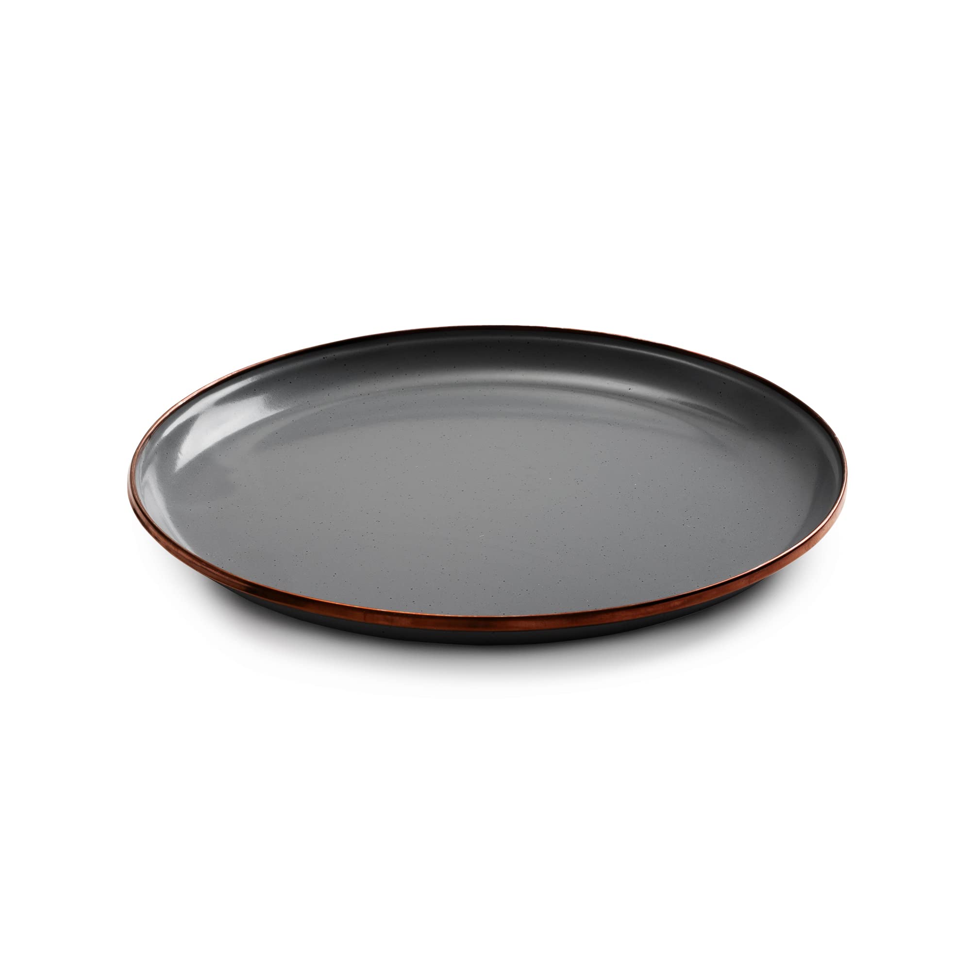 Barebones Enamel Deep Plate Set of 2 - Handcrafted Stainless Steel Trim Dinner Plates for Camping, Picnics & Outdoor Dining (Slate Gray) - Durable Kitchenware for RV, BBQ and Family Gatherings