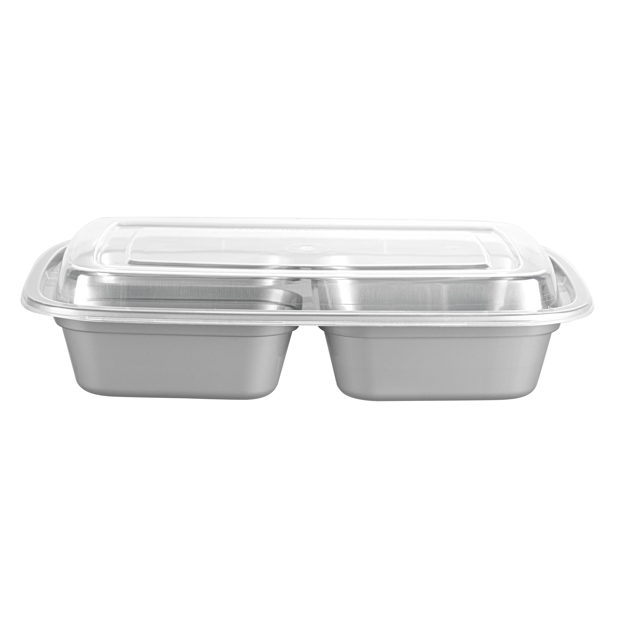 26 oz 3-Compartment Plastic Food Storage Containers with Clear Lids - 100 Pack, Microwave Safe & Durable (8.75
