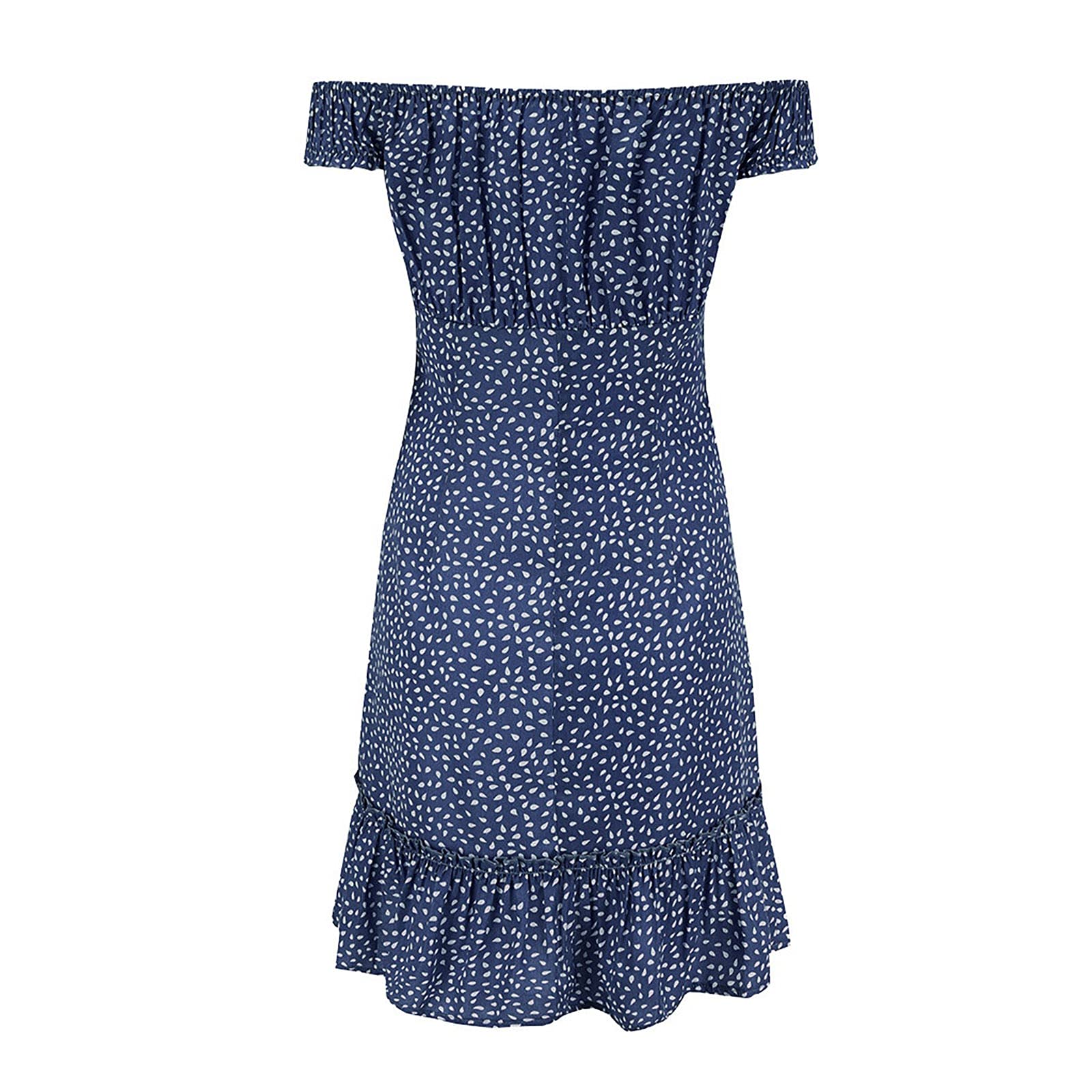 HHmei Women's Summer Casual Sleeveless Off Shoulder Dress - Knee Length Party Sundress for Beach, Vacation & Outdoor Events
