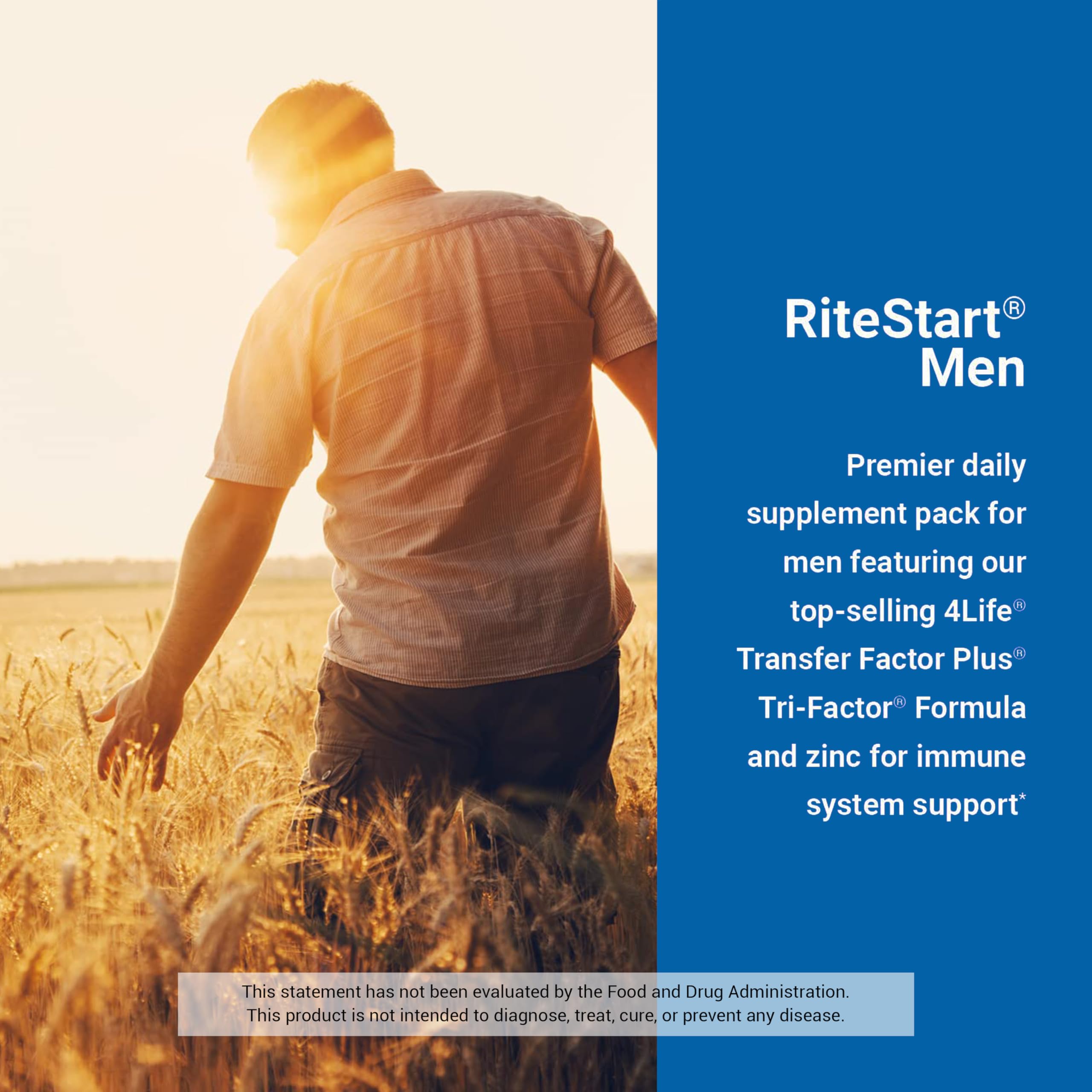 4Life RiteStart Men's Daily Nutritional Pack - Immune System Support Supplement with Vitamin C, D & Zinc - 30 Packets - Ideal for Busy Professionals & Active Lifestyles
