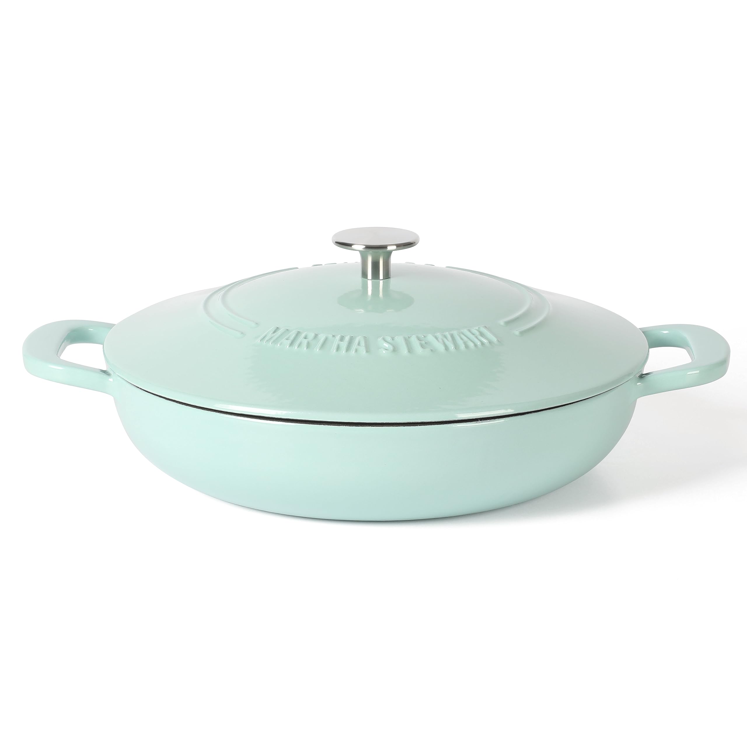 Martha Stewart 3.5-Quart Enameled Cast Iron Dutch Oven Braiser - Martha Blue | Premium Cookware for Baking, Roasting & Slow Cooking | Perfect for Soups, Stews & Casseroles
