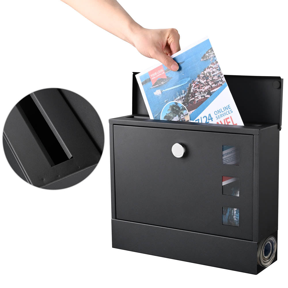 Secure Large Wall Mount Mailbox with Lock - Heavy Duty Steel Letter Box for Home & Business - Perfect for Apartments, Office Buildings & Residential Mail Security