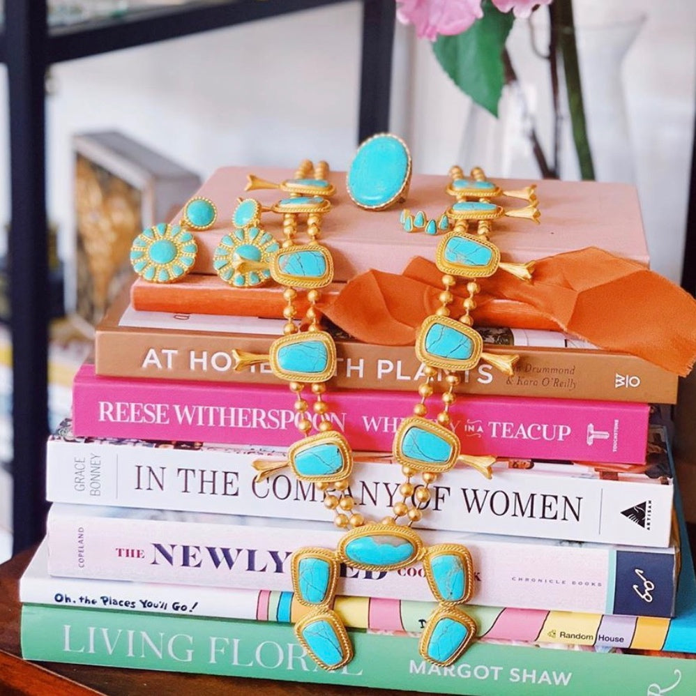 Handmade Squash Blossom Necklace - Sterling Silver Turquoise Jewelry for Women | Perfect for Boho Fashion, Festivals & Southwest Style Outfits