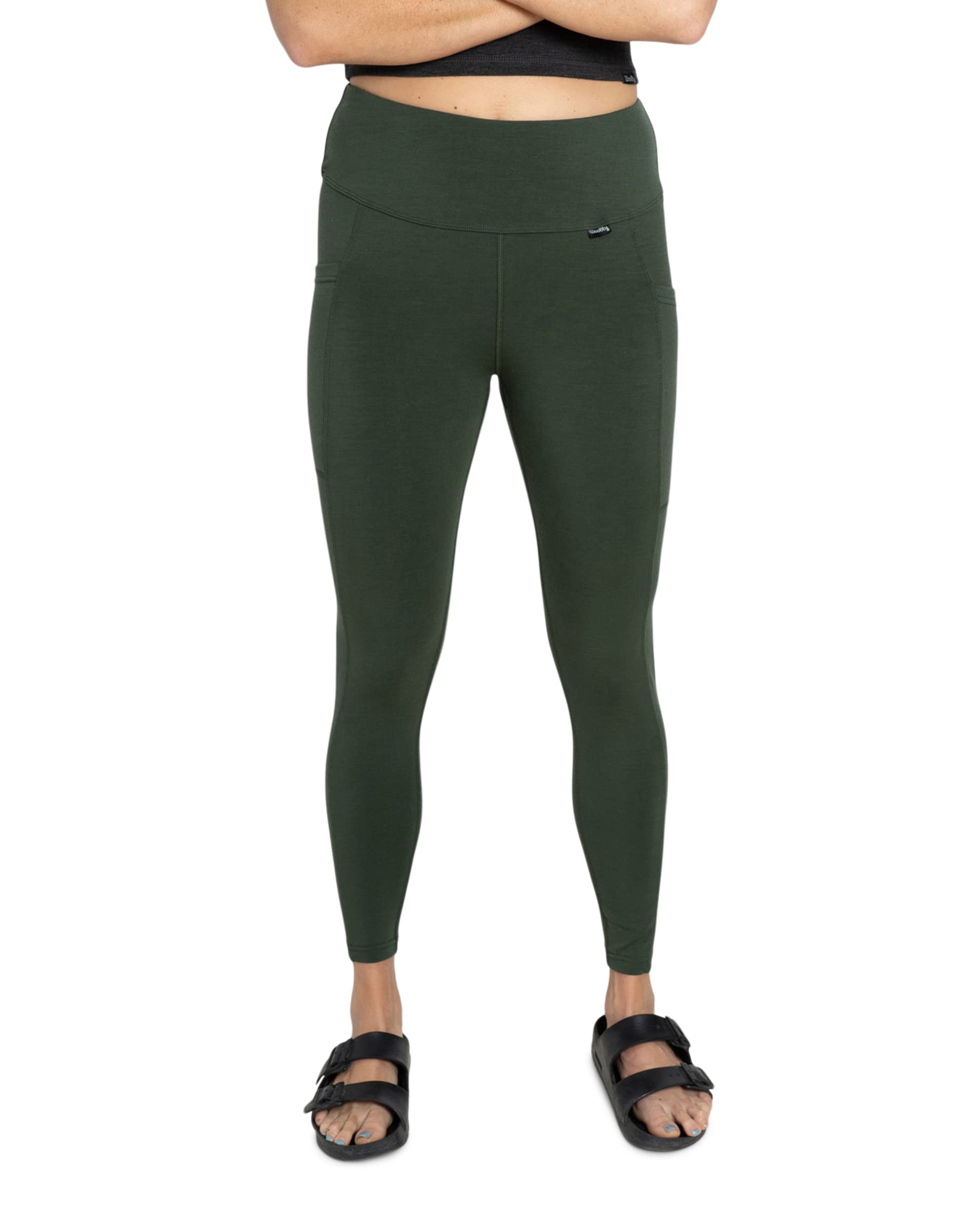 Women's Merino Wool 7/8ths Pocket Leggings - Moisture Wicking, Breathable & Odor Resistant - Perfect for Yoga, Hiking & Travel