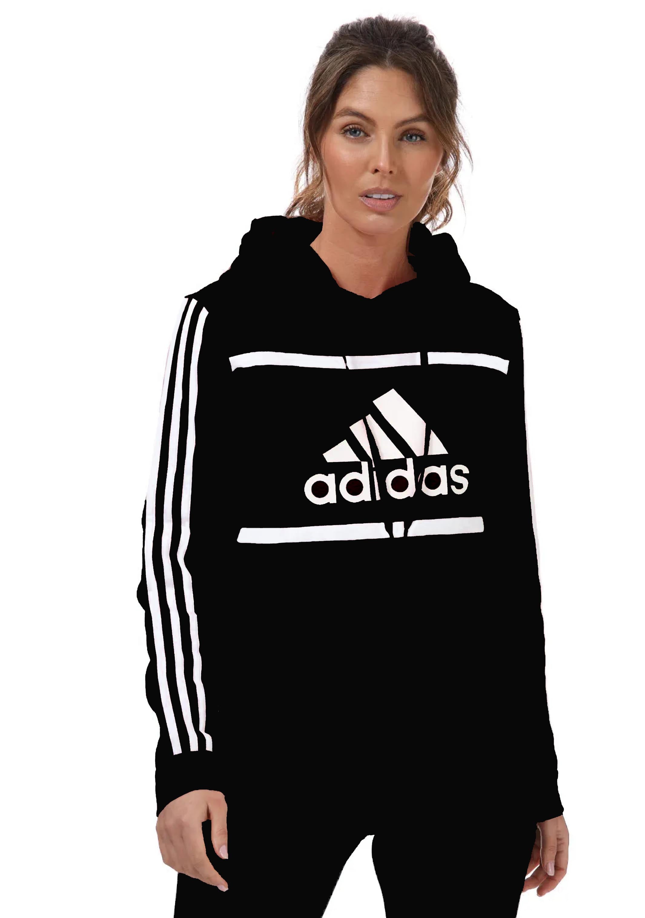 Adidas Women's Essentials Logo Colorblock Cropped Hoodie - Black & White | GM7126 | Athletic Wear, Casual Outfit, Street Style Fashion