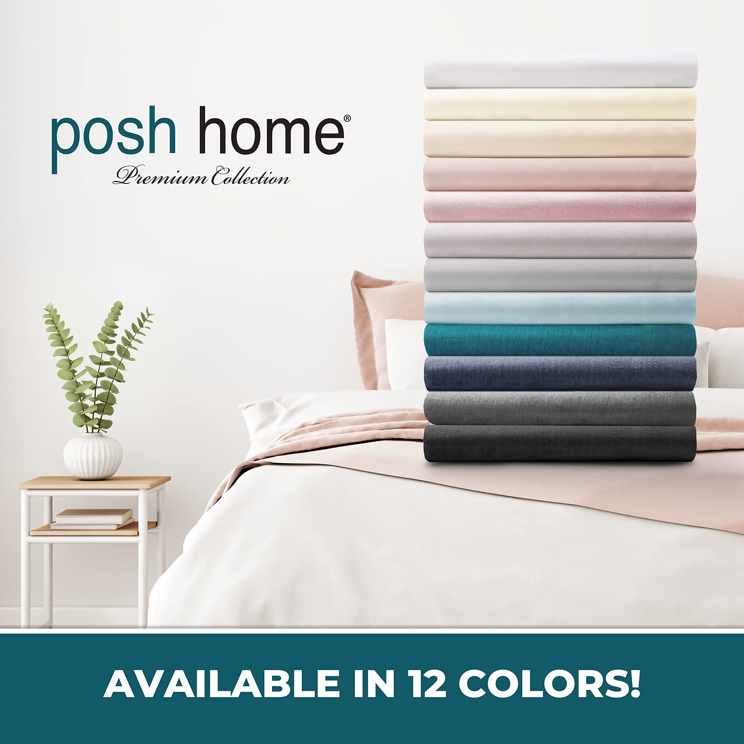 Posh Home Jersey Knit Sheet Set – 3-Piece Soft & Breathable Cotton Jersey Bed Sheets for Twin Size – Includes Flat Sheet, Fitted Sheet & Pillowcase – Navy Blue – Perfect for Cozy Nights & Comfortable Sleep
