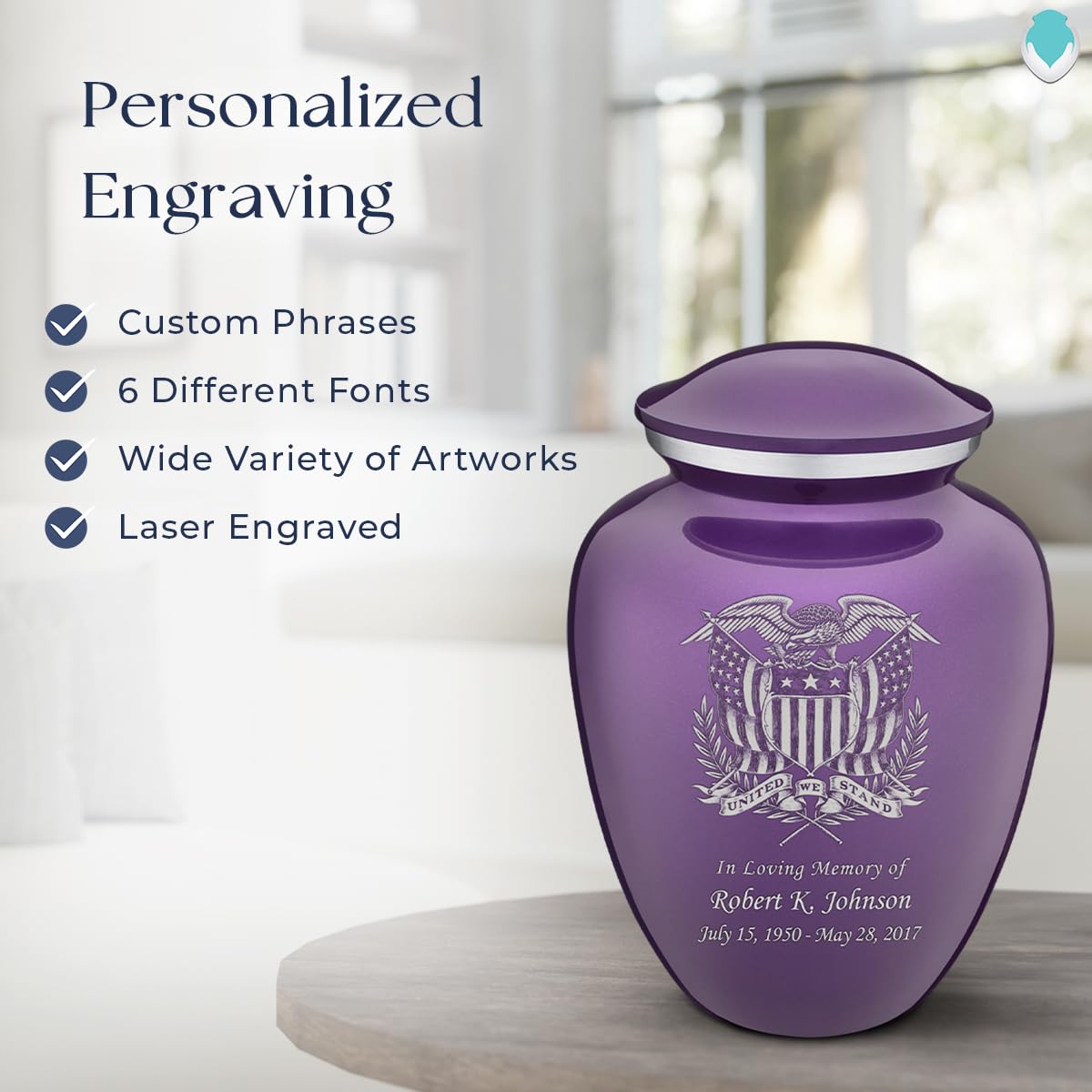 Personalized Purple Cremation Urn for Ashes - Large Adult Funeral Urn with Double Side Engraving (Holds 200 lbs) | Memorial Keepsake for Men & Women | Perfect for Home Display, Columbarium, or Burial Ceremony