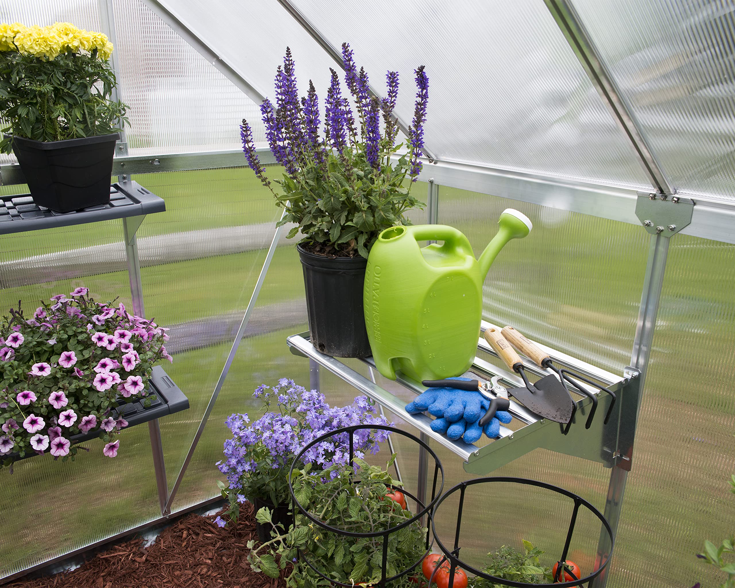 Heavy Duty Greenhouse Shelf Bundle - 4-Piece Set by Palram Canopia for Sturdy Plant Storage & Organization | Perfect for Indoor & Outdoor Gardening, Seed Starting, and Herb Cultivation