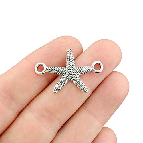 20PCS Antique Silver Starfish Connector Charms for Jewelry Making - DIY Craft Beading, Bracelets, Necklaces & Earrings - SC2208