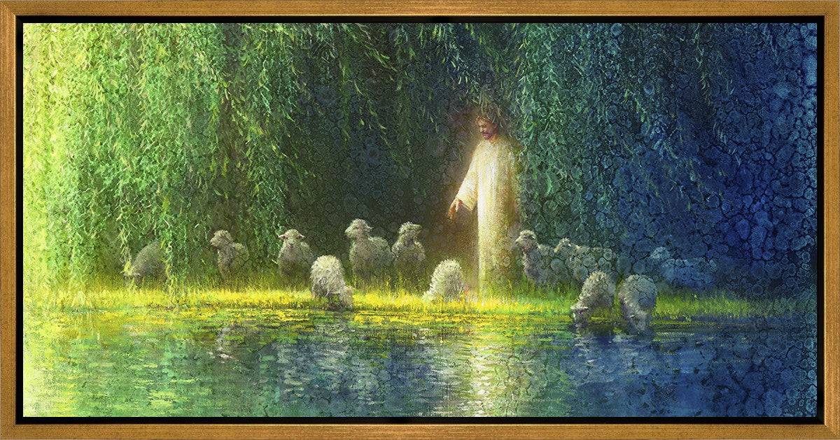 Among the Willows Gallery Wrap Canvas Art - Handmade Nature Landscape Painting for Living Room, Bedroom & Office Decor