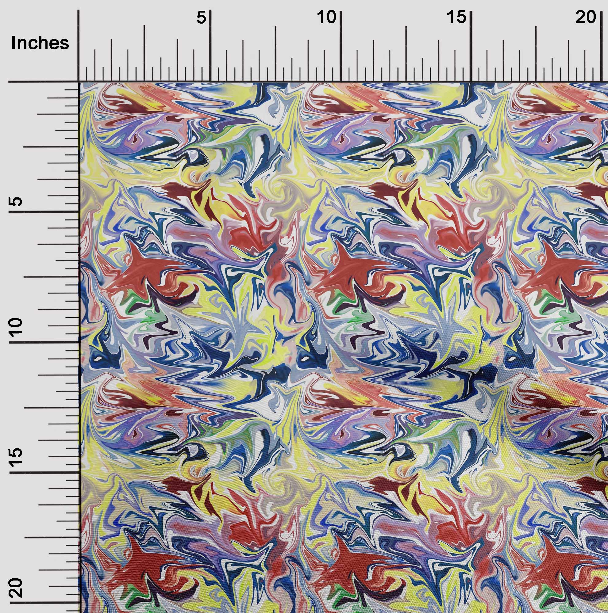 oneOone Polyester Spandex Yellow Abstract Print Fabric - 56 Inch Wide Textured Material for DIY Clothing, Quilting & Craft Projects | Perfect for Dresses, Curtains & Home Decor