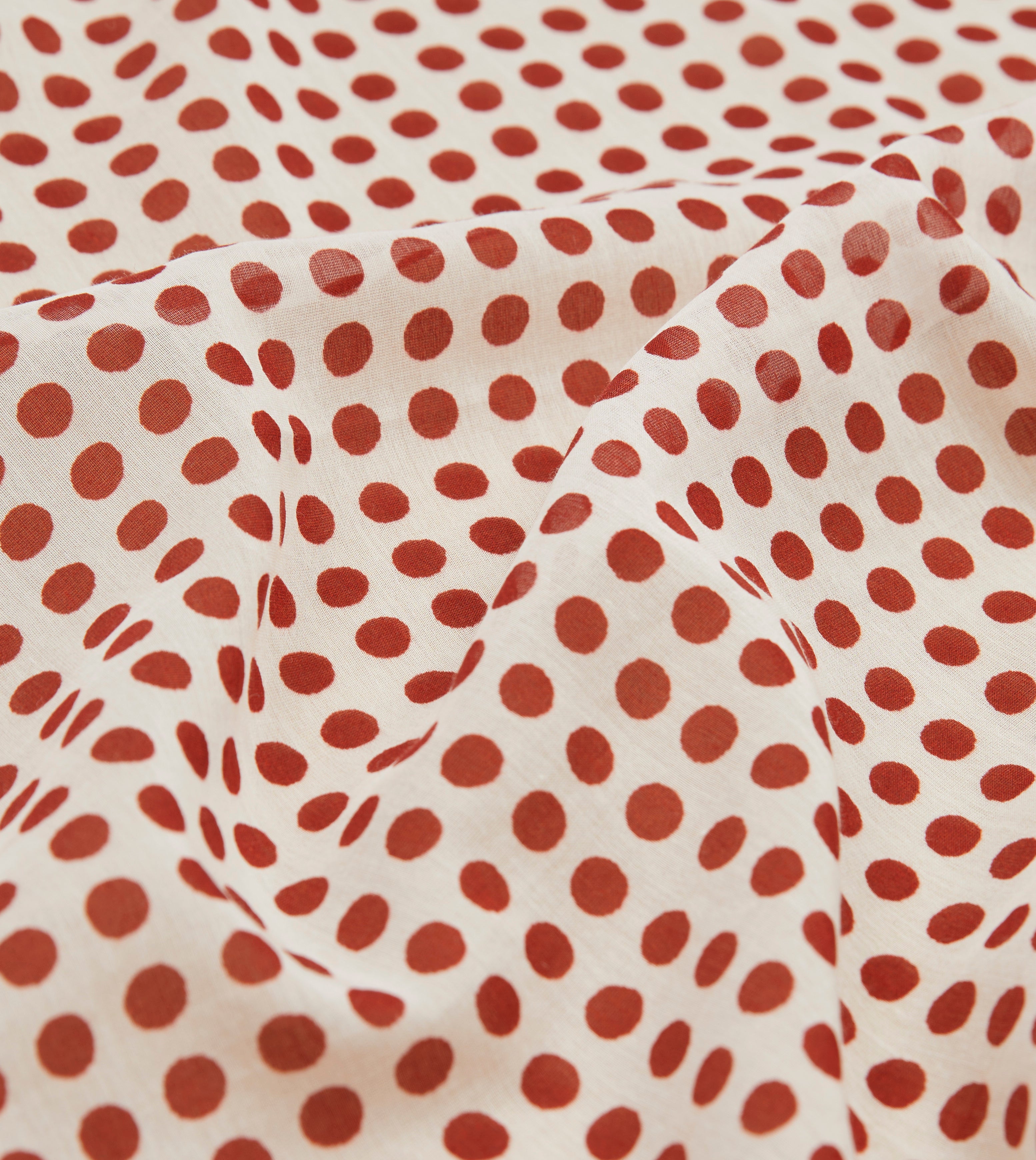 Elegant Ecru & Red Spots Print Silk-Cotton Bandana Scarf - Soft & Breathable Fashion Accessory for Women, Men - Perfect for Casual Outfits, Beach Days & Outdoor Adventures