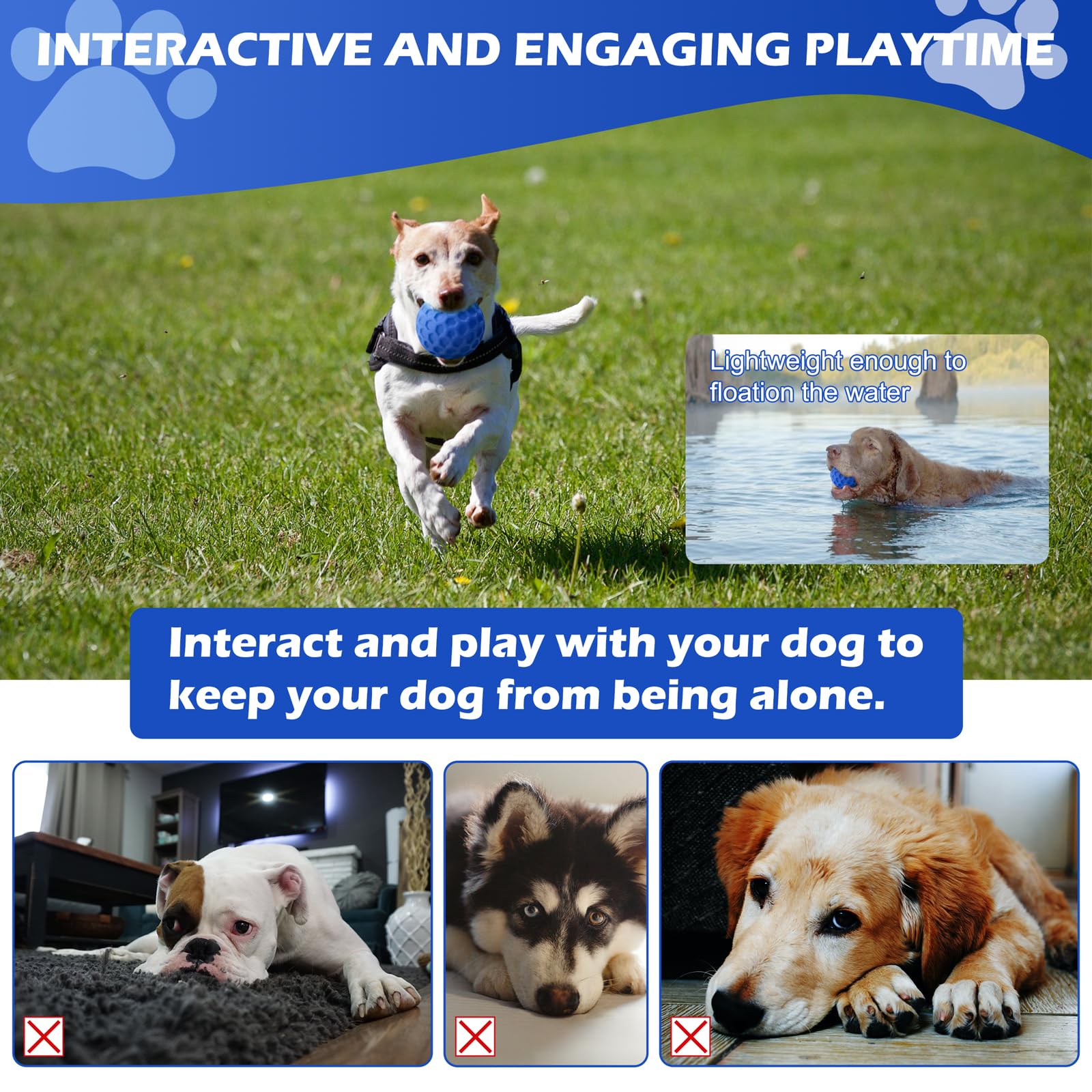 FAMALL 2 Pack Indestructible Dog Chew Toys - Heavy Duty Chew Proof Balls for Aggressive Chewers, Interactive Anxiety Relief Dog Toys for Large Medium Small Dogs - Perfect for Fetch, Training & Boredom Relief