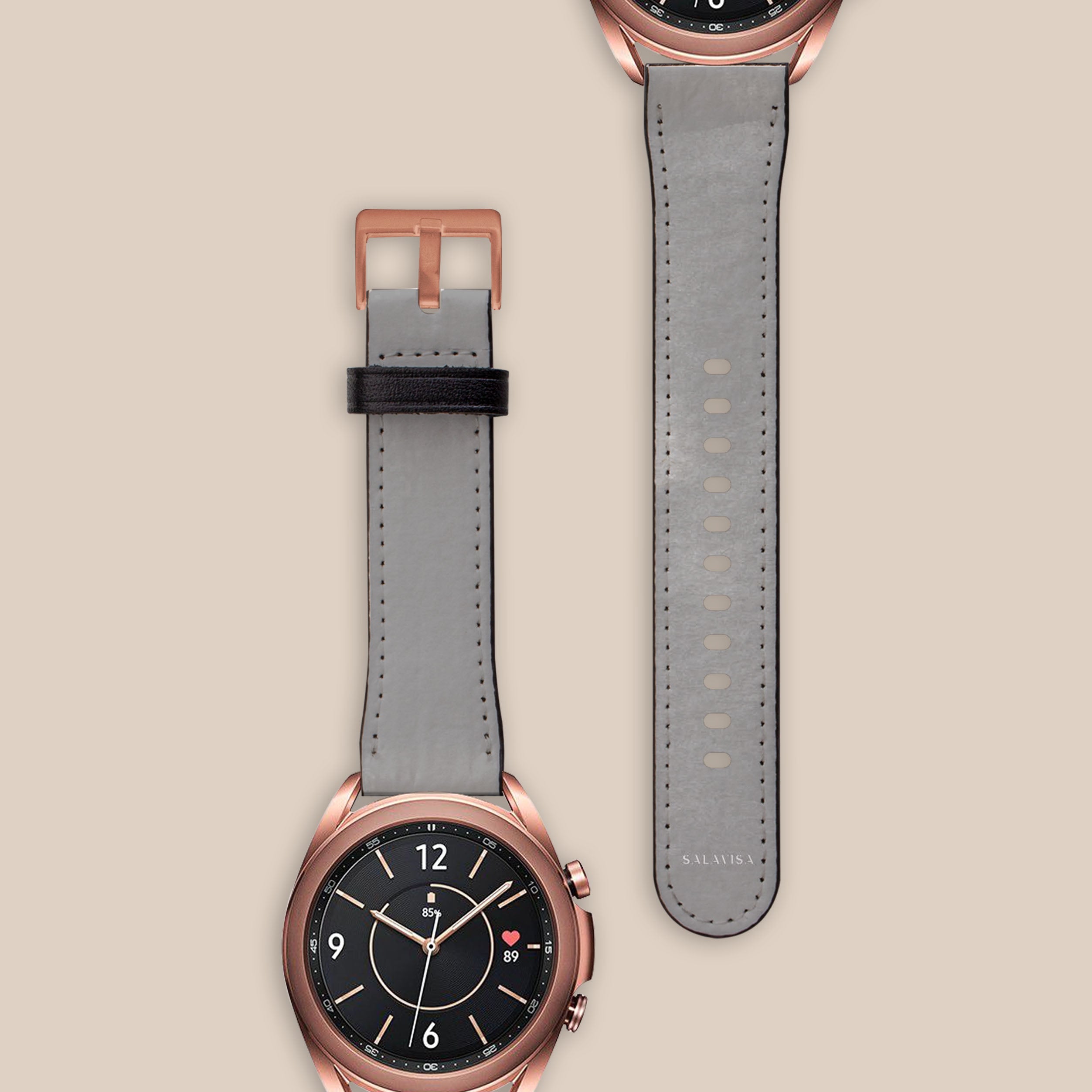 Galaxy Watch Band Light Grey - Watercolor Design Strap for Samsung Galaxy Watch 4/5/6, Active 2/3, Fit for Workout, Running & Daily Wear