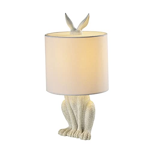 Artistic Single Bulb Night Light - White Masked Rabbit Table Lamp with Fabric Shade for Bedroom, Study, Office & Hotel - Perfect for Cozy Reading Nooks and Relaxing Nighttime Ambience