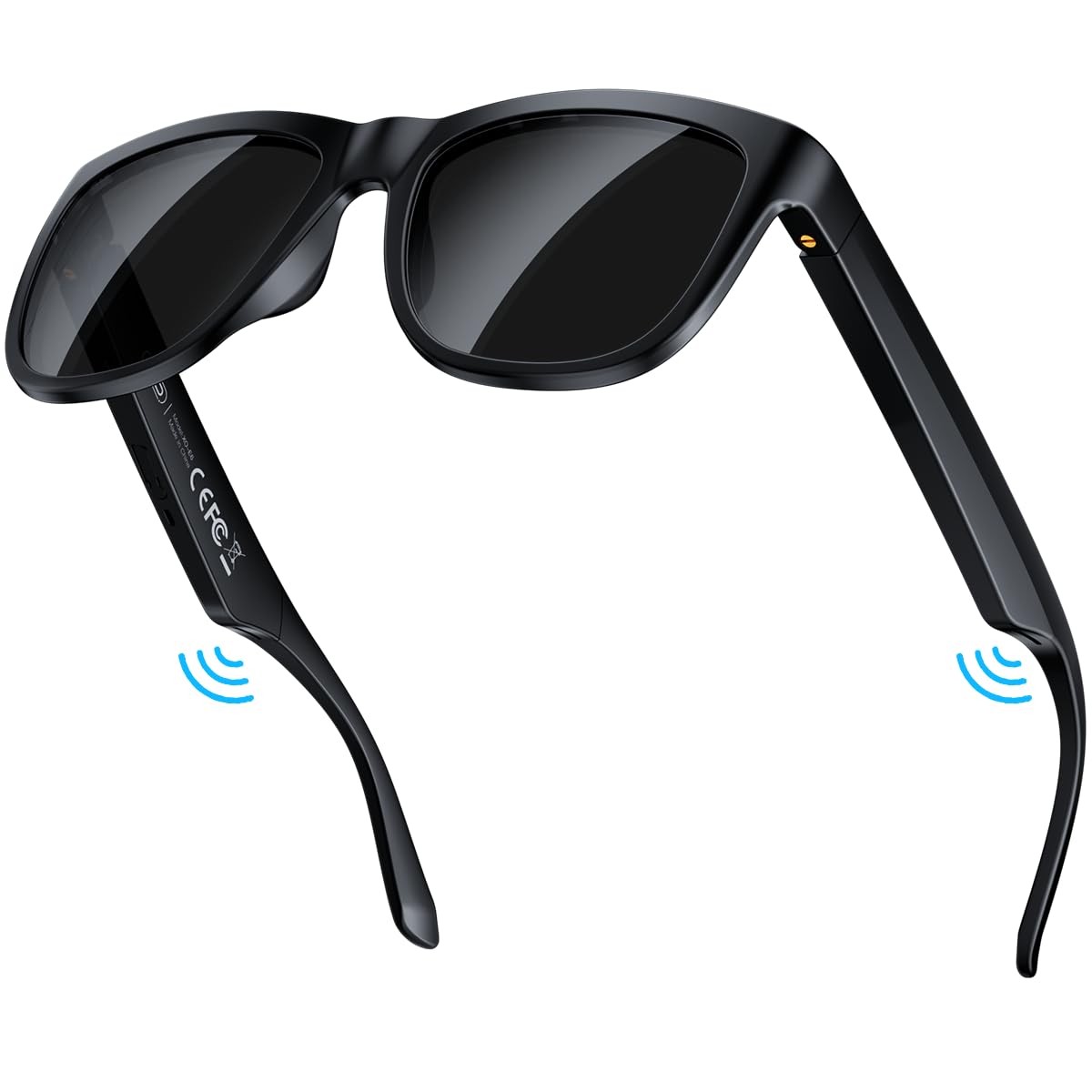 Smart Bluetooth Glasses with Built-in Mic & Speakers - Wireless Audio Sunglasses for Men & Women - UV Protection, Voice Control for Sports & Outdoor Activities - Unisex Black Frame for Running, Cycling & Daily Use