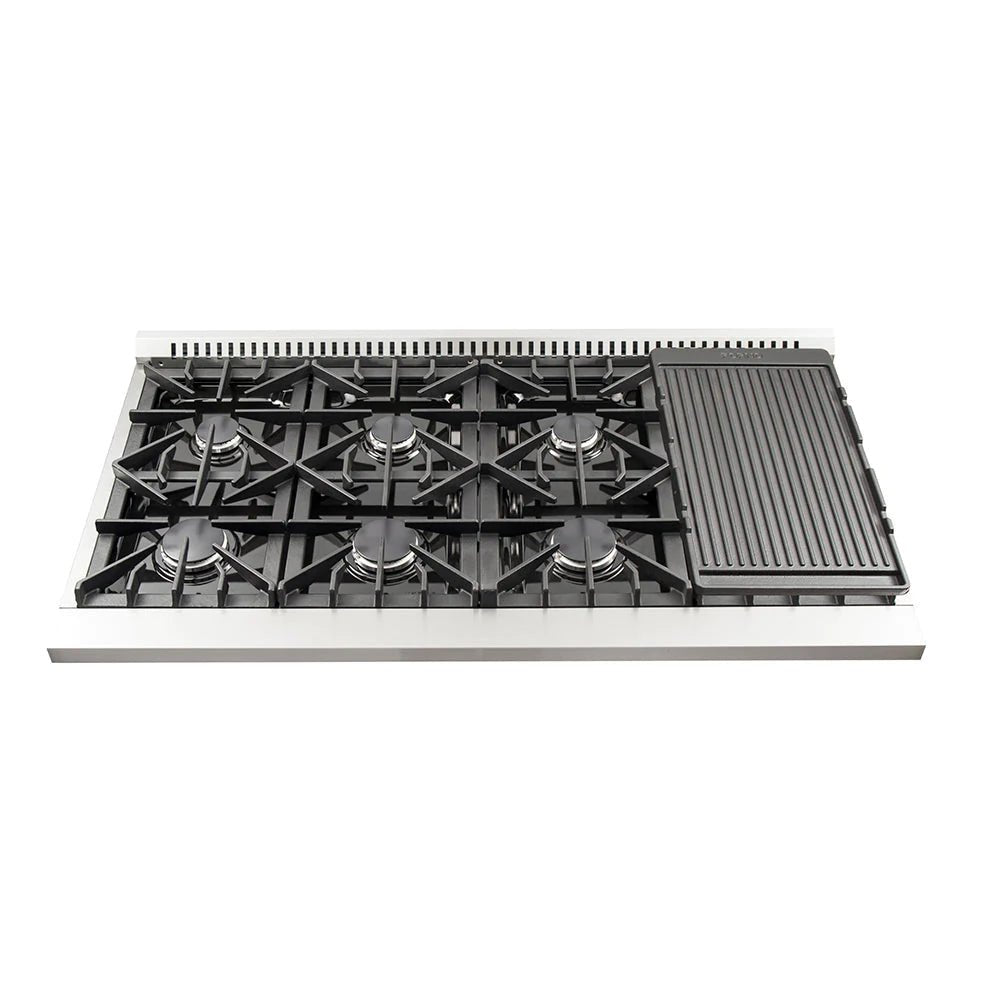 Forno Galiano Professional 48-Inch Stainless Steel Gas Range with 6 Burner Stove and Convection Oven - FFSGS6244 48