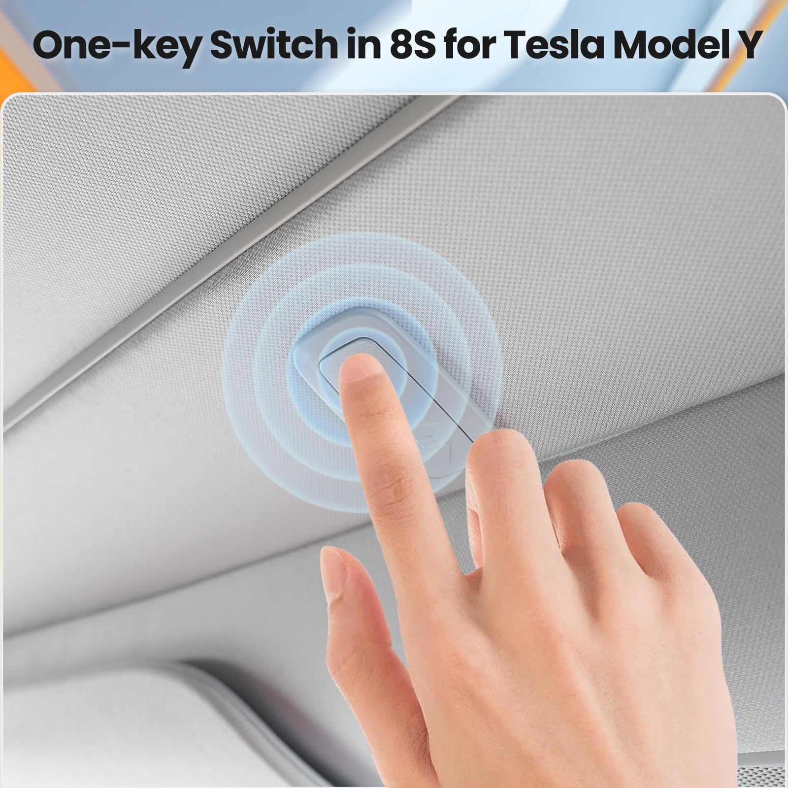 Premium Retractable Electric Sunshade Roof for Tesla Model Y (2019-2024) - 5-Layer 99.9% UV Protection, Heat Insulation, Hidden Wires - Interior Gray - Perfect for Summer Driving & UV Protection