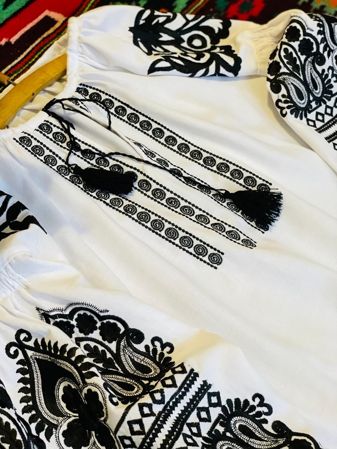 Ukrainian Vyshyvanka Embroidered Cotton Blouse - Traditional Ukrainian Folk Shirt, Boho Style Top for Women (Size L) - Perfect for Festivals, Cultural Events & Boho Fashion Outfits
