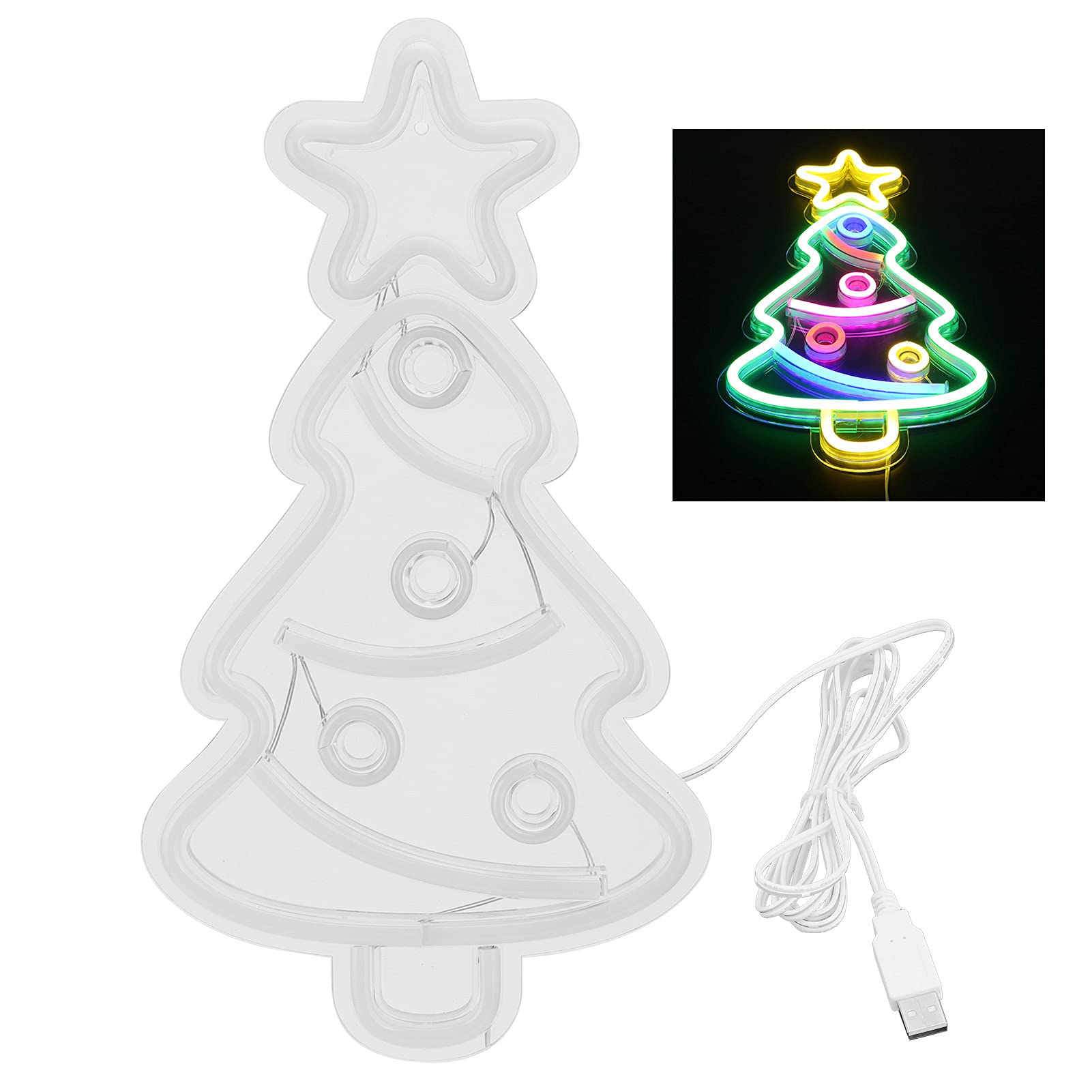 USB Powered LED Neon Sign - Christmas Tree Neon Light for Wall Decor, Kids Room, Bar, Wedding & Birthday Party | Novelty Lighting for Home, Leisure & Proposals | Energy Efficient LED Signboard Lights