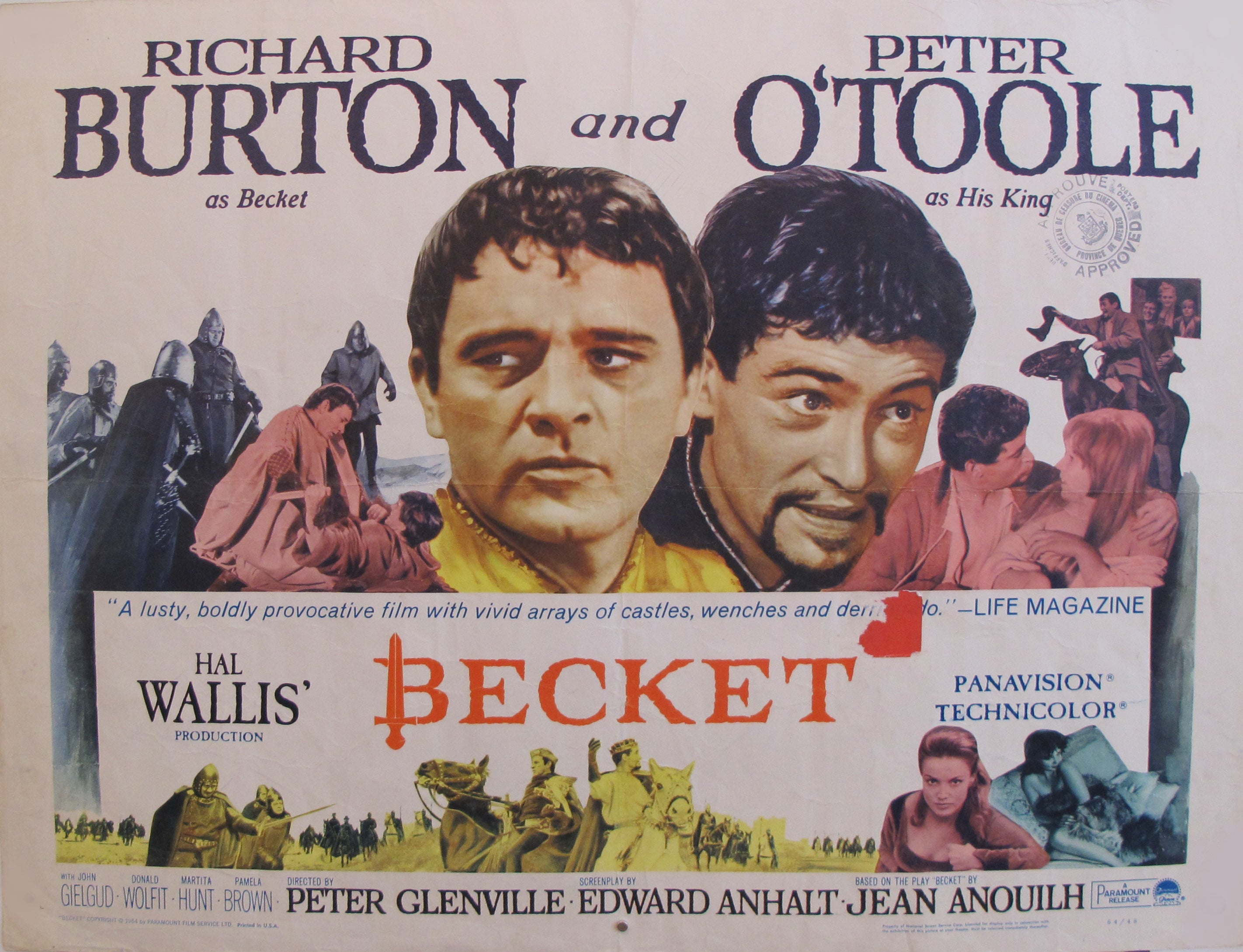 Vintage 1964 Becket Movie Poster - Original Richard Burton & Peter O'Toole Film Art - Perfect for Classic Cinema Collectors & Home Theater Decor