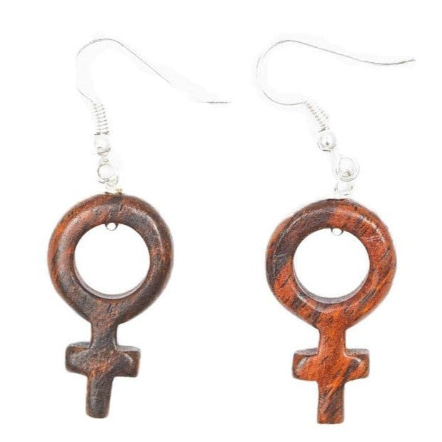 Handmade Wooden Female Symbol Earrings - Boho Chic Dangle Earrings for Women - Perfect for Festivals, Parties & Everyday Wear