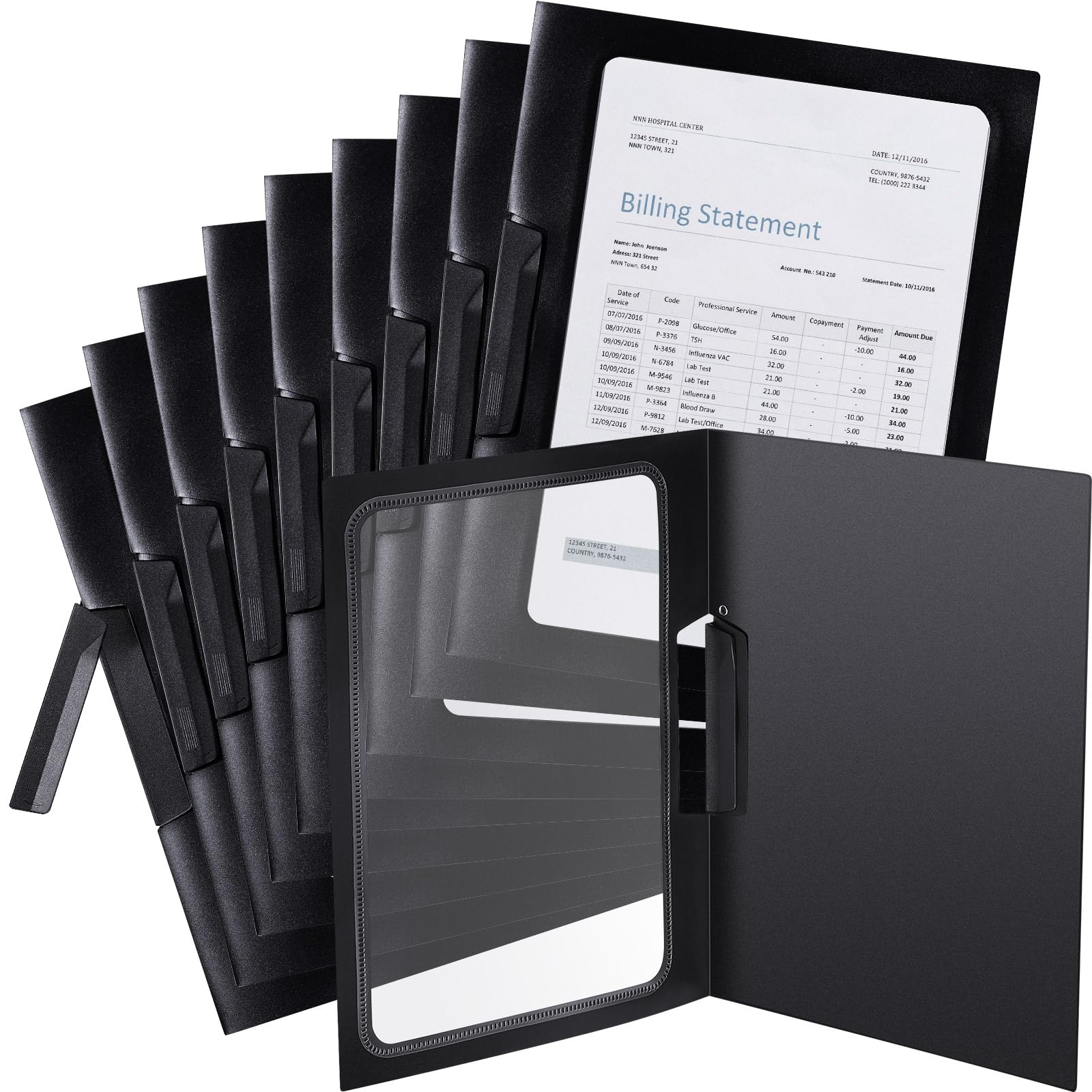 Yeaqee 25-Pack Clear Plastic Report Covers with Sliding Bar Clip - Letter Size (9 x 11.4 Inch) Black Presentation Folders for Documents, Resumes & Office Organization - Perfect for Business Meetings, School Projects & Professional Portfolio Binders