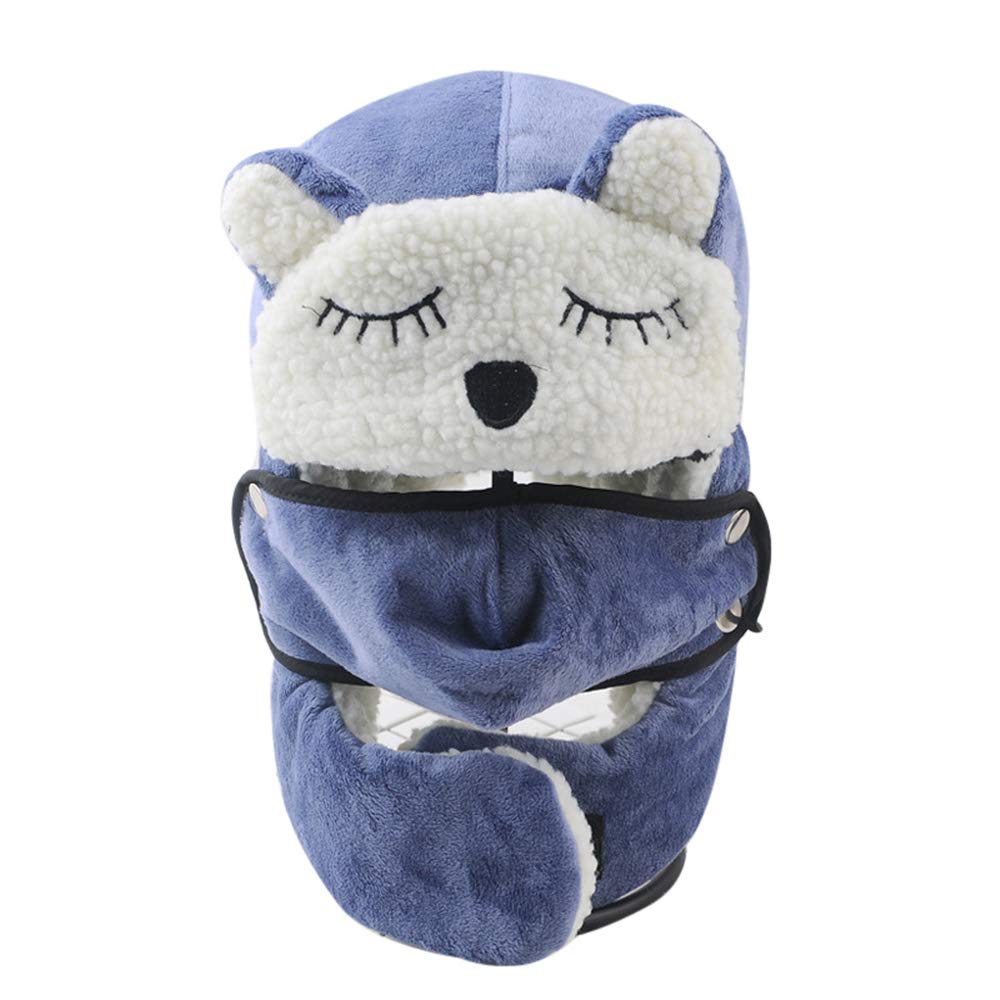 Kids Winter Hats with Ear Flaps - Mocofo Warm Nylon Bear Plush Animal Hooded Cap for Baby & Toddler | Cozy Skull Cap & Scarf Set for Cold Weather Outdoor Play