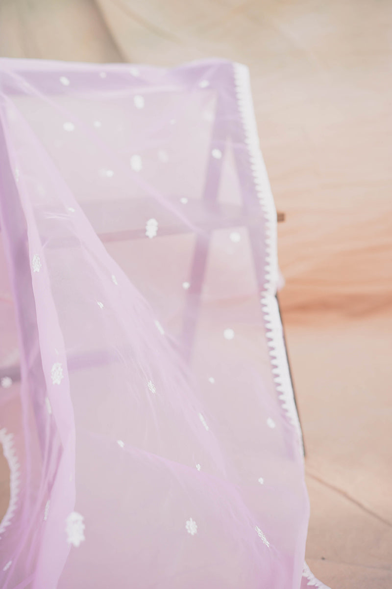 LAVENDER GLEAM DUPATTA - Elegant Embroidered Scarf for Women | Perfect for Weddings, Parties & Festive Occasions