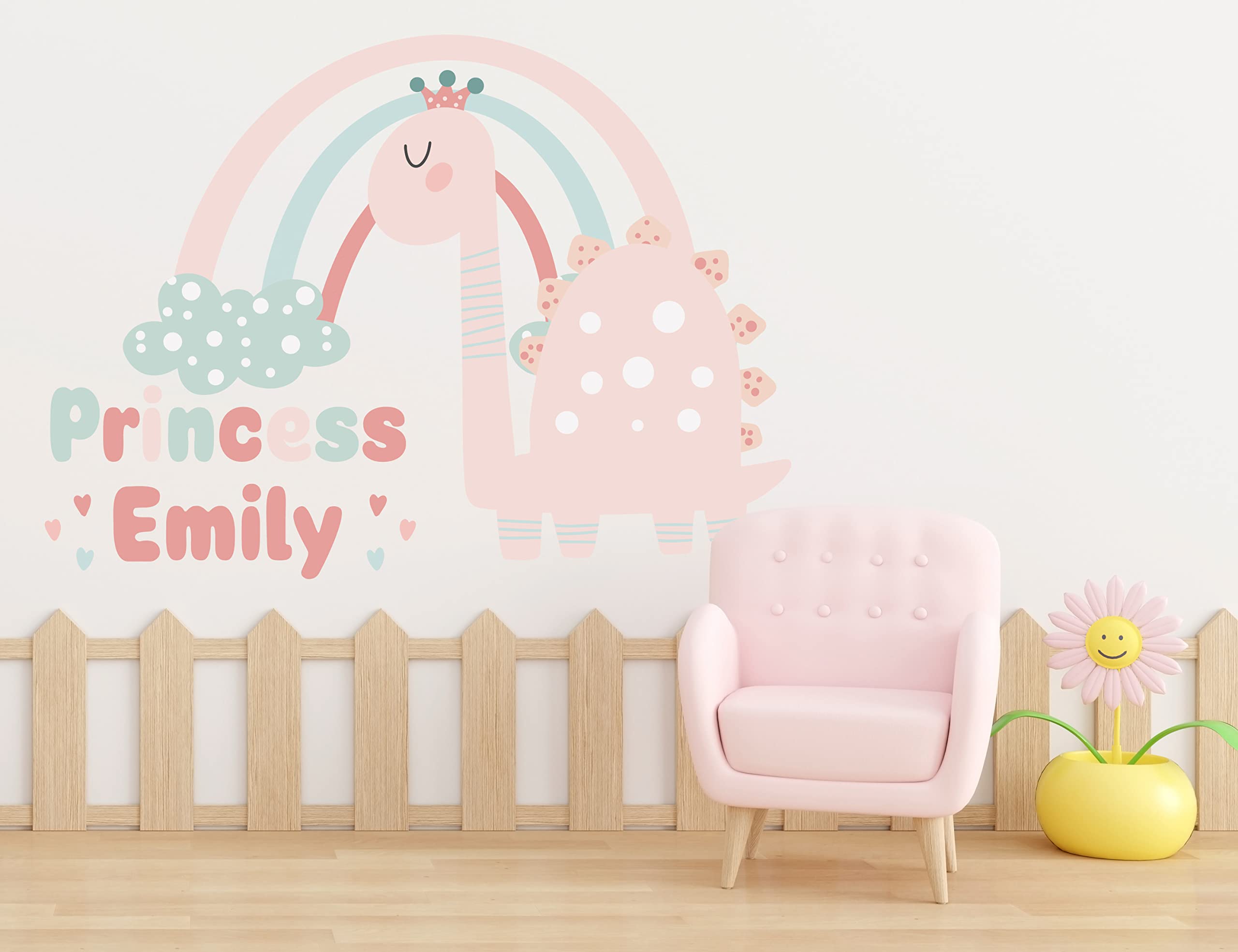 Custom Dinosaur Wall Stickers for Nursery - Baby Girl Room Decor & Name Decals - Perfect for Safari-Themed Kids' Rooms