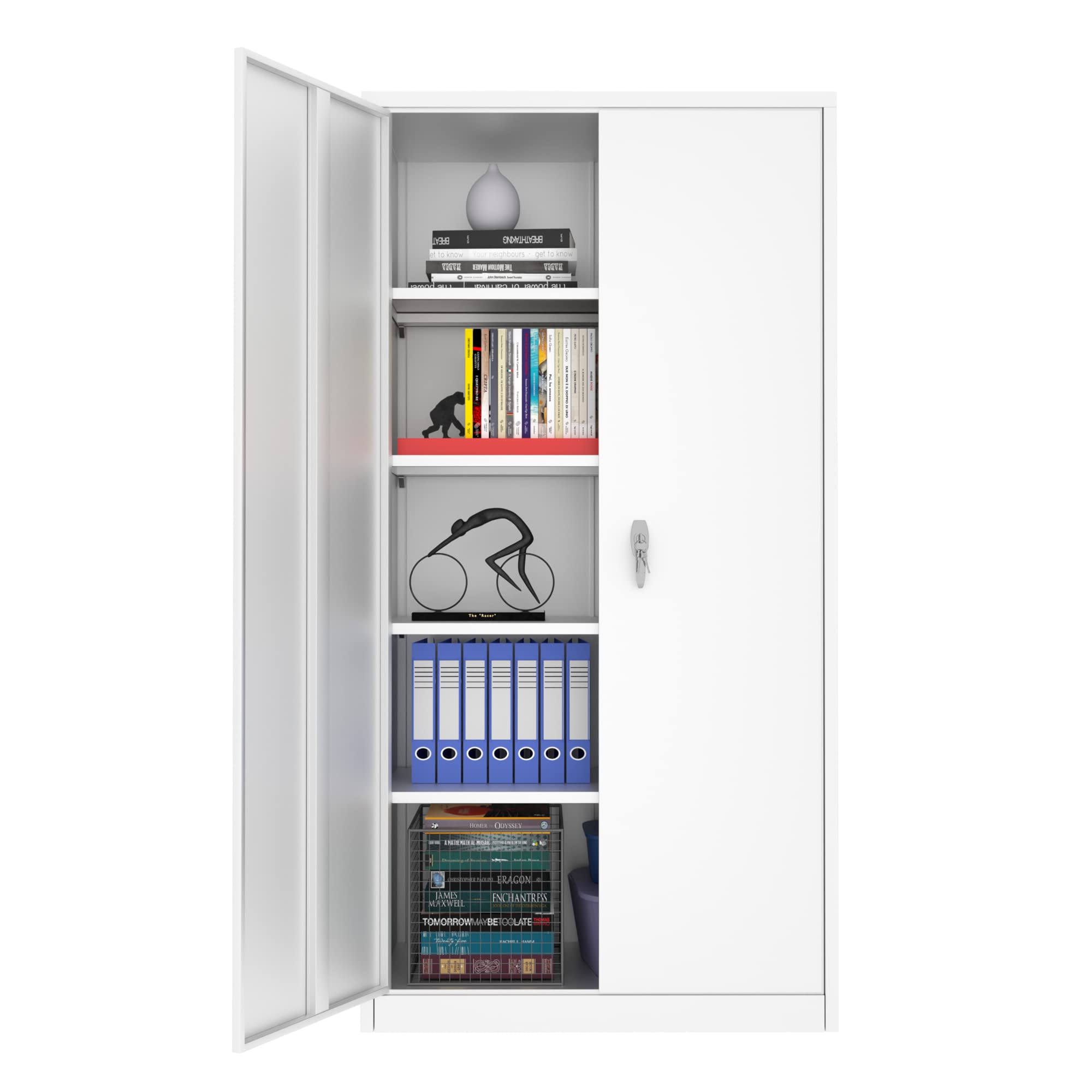SUXXAN Heavy Duty Metal Storage Cabinet with Locking Doors - 4 Adjustable Shelves, Machine Steel Cabinet for Home & Office Organization - Easy Assembly Required (72
