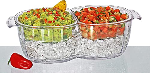 Prodyne Dips On Ice Duo Bowls - 2-Piece Chilled Serving Bowls Set for Dips, Salsa & Desserts | Perfect for Parties, BBQs & Entertaining