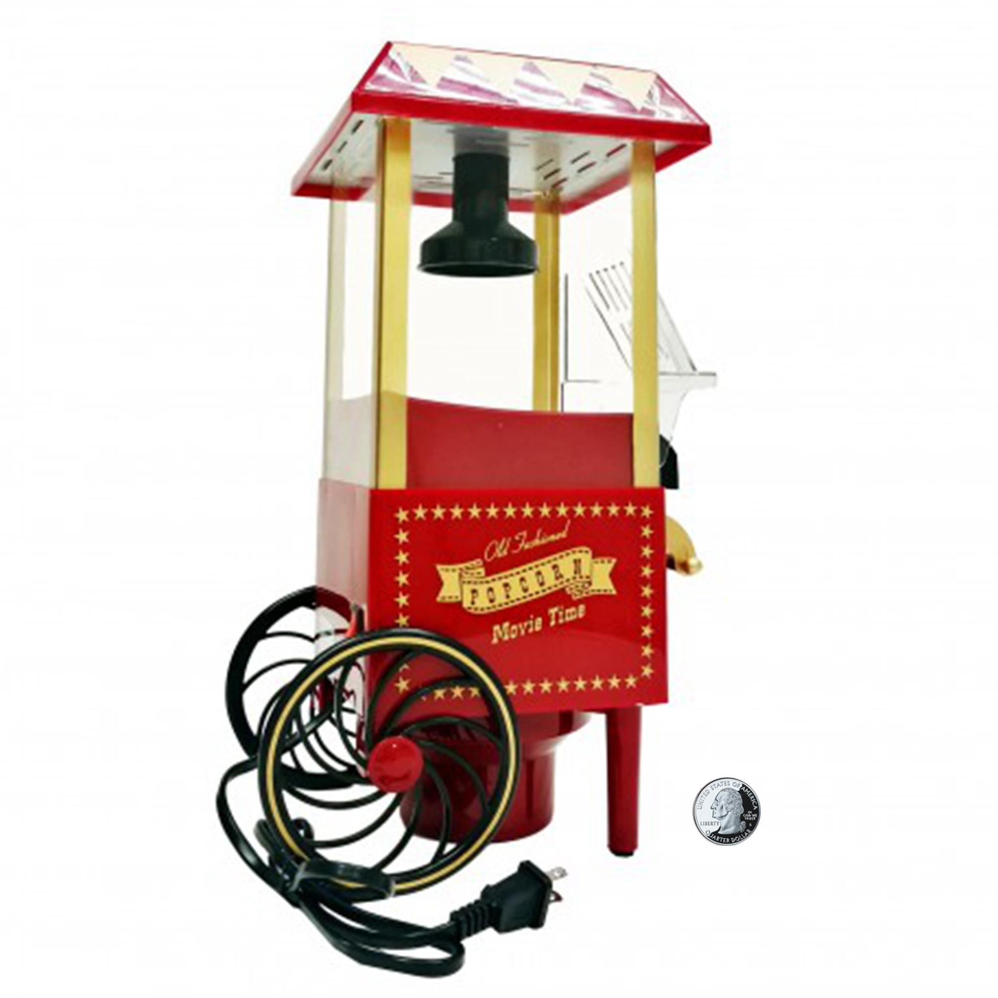 FixtureDisplays® Mini Popcorn Machine - Vintage Carriage Style Tabletop Popcorn Maker for Home Theater, Parties & Events - 9