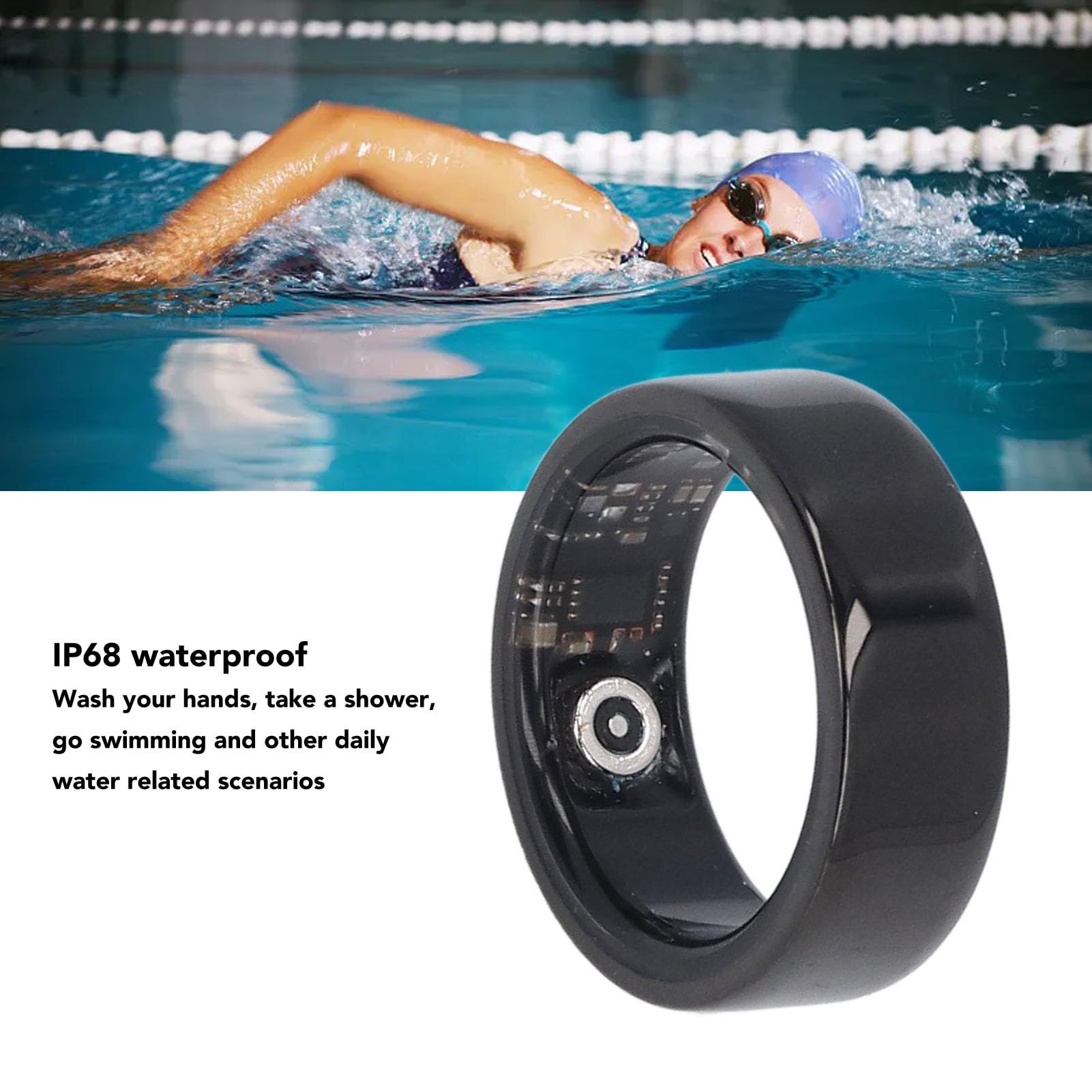 Smart Health Ring - Waterproof Fitness Tracker with Heart Rate Monitor, Step Counter & Sleep Tracking - Compatible with Android & iOS - Perfect for Workouts, Running & Sleep Monitoring