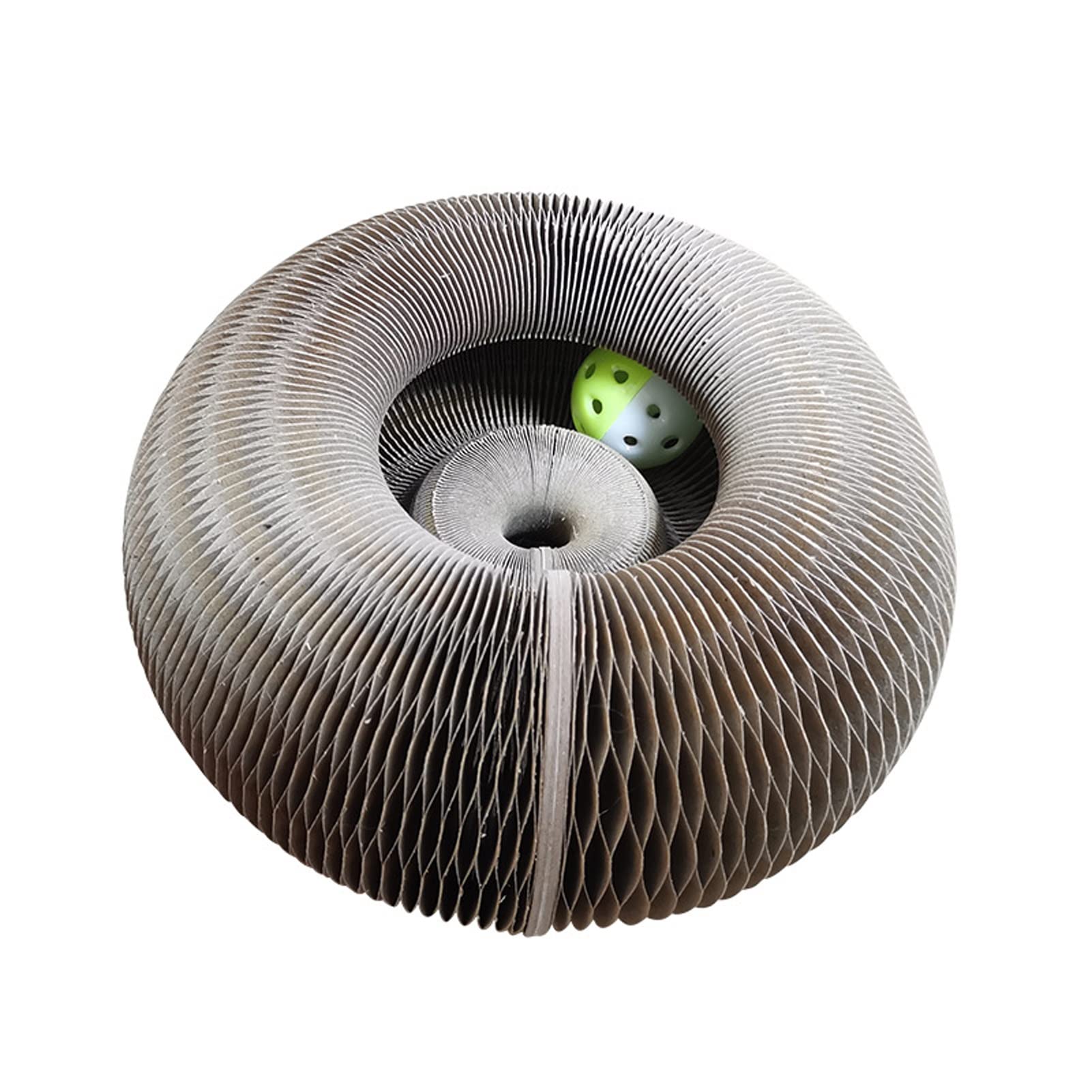 ZXTING Foldable Cat Scratching Board with Bell Ball Toy - Recycled Corrugated Paper Scratching Mat & Round Bed for Cats - Interactive Cardboard Cat Toy for Play & Relaxation - Perfect for Indoor Kittens & Multi-Cat Homes