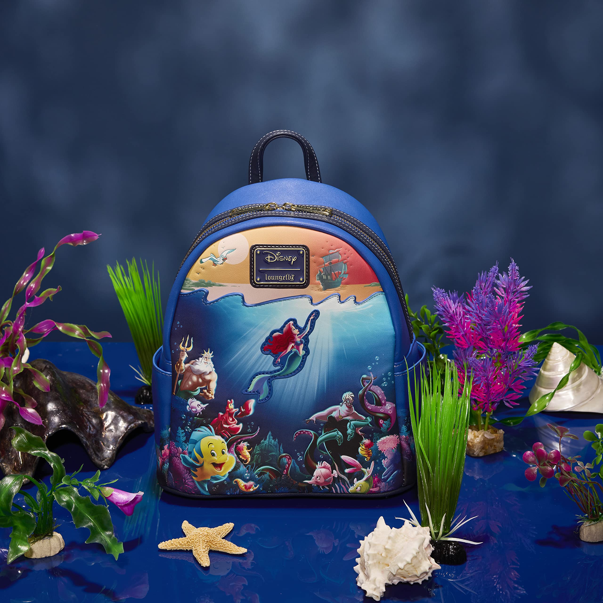 **Loungefly Disney Little Mermaid Backpack - Cute Collectible Disney Princess Bag for Women, Men, Girls & Boys - Official Merchandise & Perfect Gift for Movie Fans - Ideal for Cosplay, Travel & School**