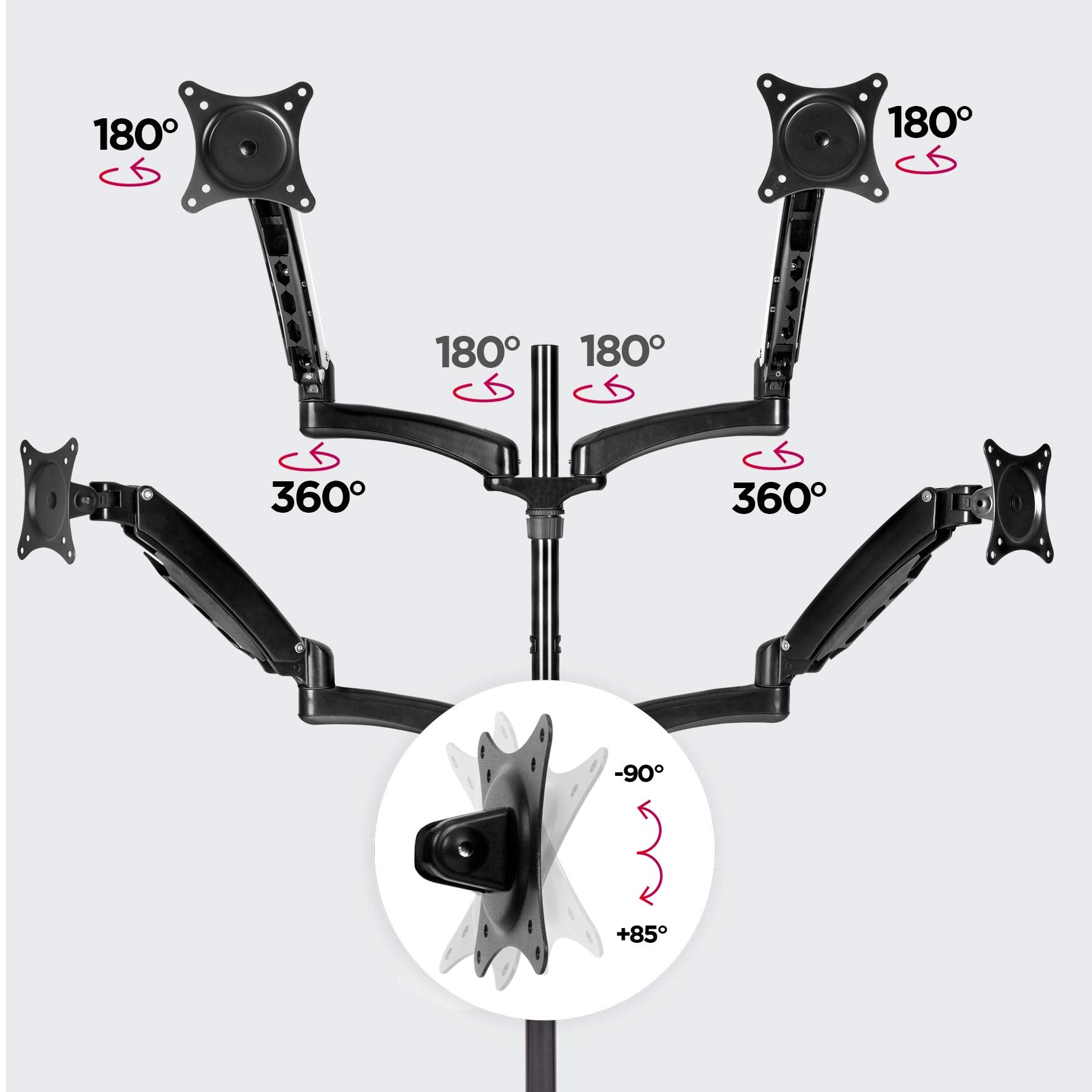 Duronic DM554 Quad Monitor Arm Stand - Adjustable 4 Monitor Mount for 15-27