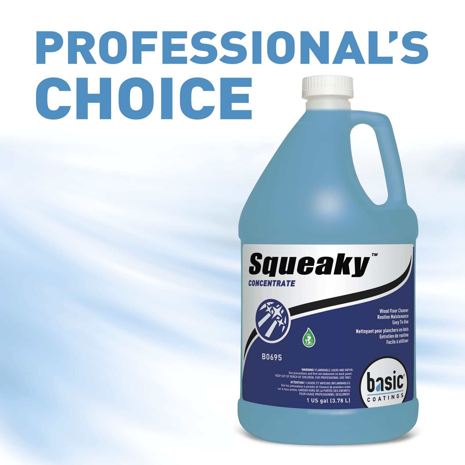 Premium Hardwood Floor Cleaner Concentrate - Squeaky Cleaner by Basic Coatings | No Residue Formula | Removes Tough Dirt, Grease & Stains | 1 Gallon | Safe for Home, Office, Gym & Commercial Use | Ideal for High-Traffic Areas & Pet-Friendly Spaces