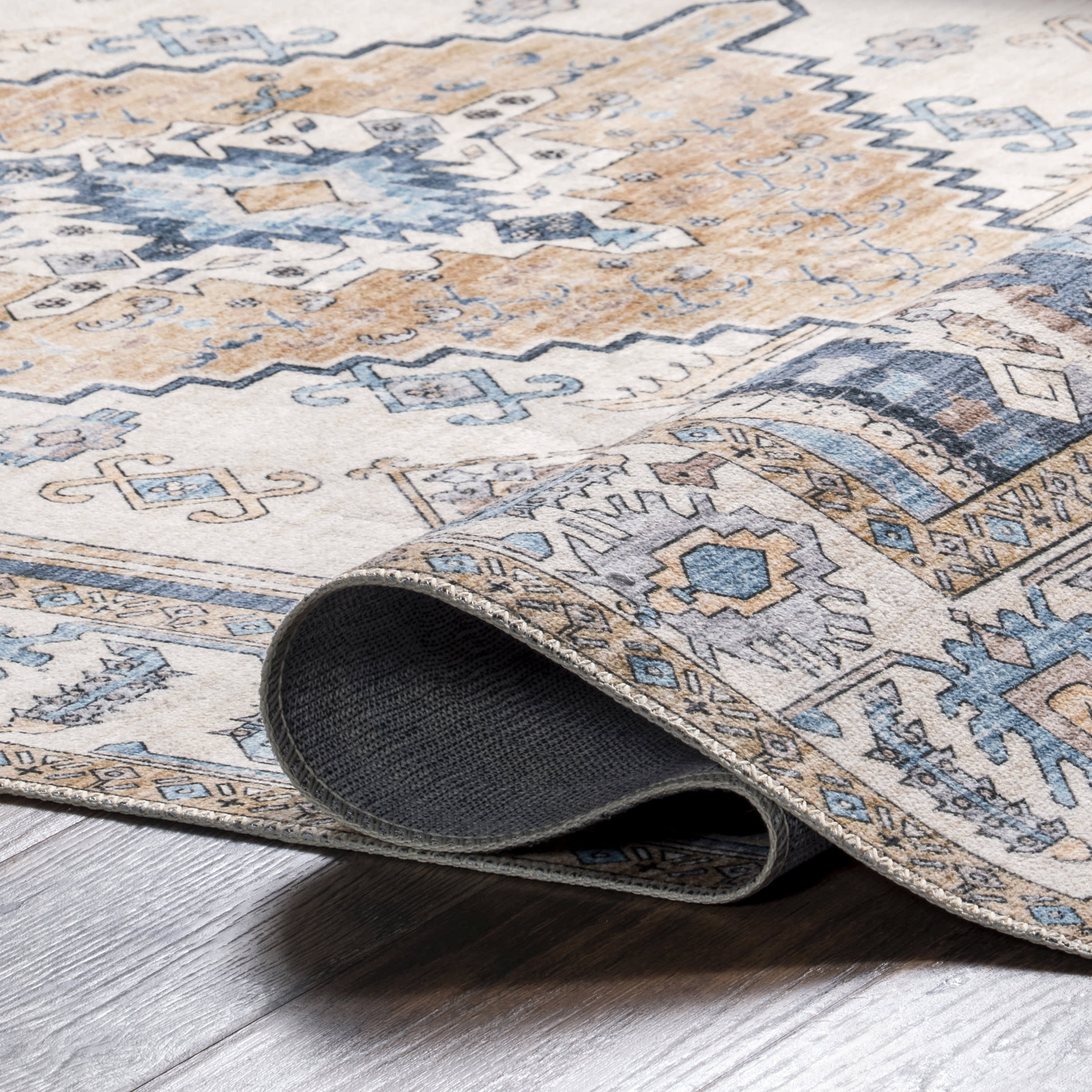 Daphna Medallion Washable Rug - Blue Indoor/Outdoor Area Rug - Perfect for Living Room, Bedroom, or Patio Decor