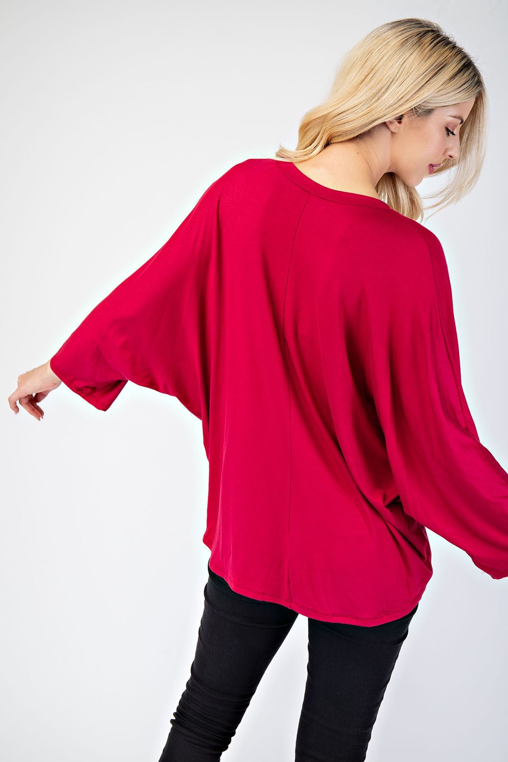 Celeste Women's Full Size Notched Three Quarter Sleeve Blouse - Elegant Office Wear & Casual Outfit