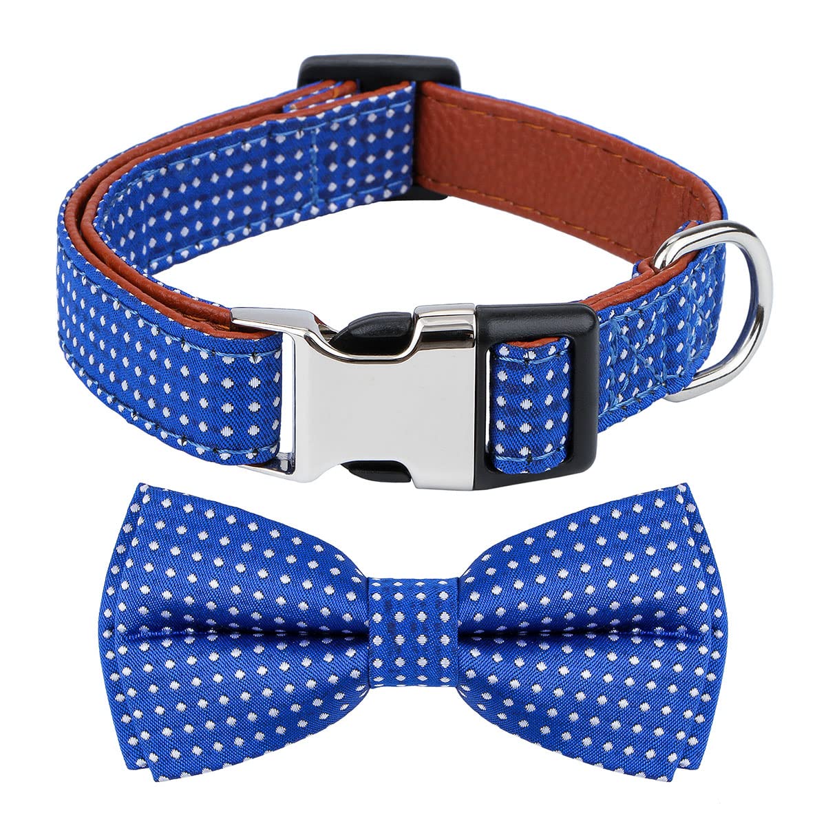 XYART Soft Cute Dog Collar with Bow Tie & Polka Dots - Adjustable Pet Collar for Small, Medium & Large Dogs - Perfect for Daily Walks, Pet Parties & Photo Shoots