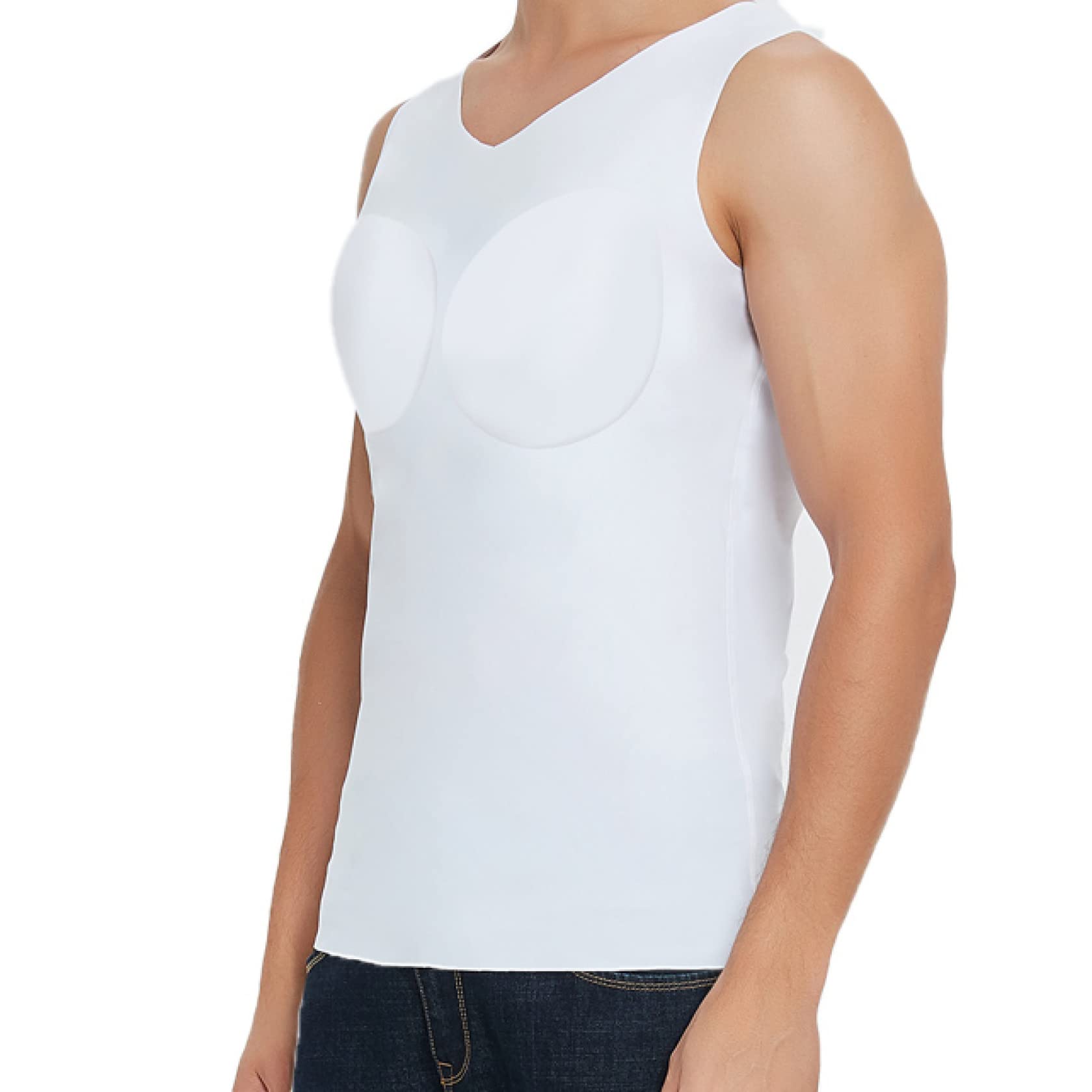 Men's Padded Compression Shirt - Slim Body Shaper Chest & Abdomen Control Tank Top | Workout Shapewear for Muscle Support & Posture Correction | Gym, Running & Everyday Wear