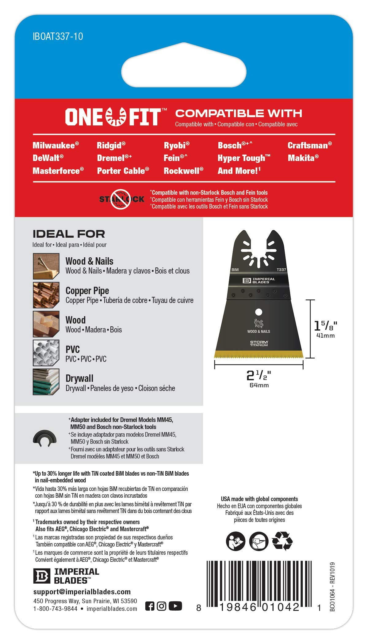 IBOAT337-10 Storm Titanium Wood & Nails Blade Set - 2-1/2