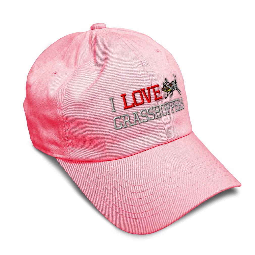 Soft Cotton Baseball Cap - I Love Grasshoppers Insect Wildlife Dad Hat for Men & Women | Outdoor Adventure, Hiking & Nature Enthusiast Gift